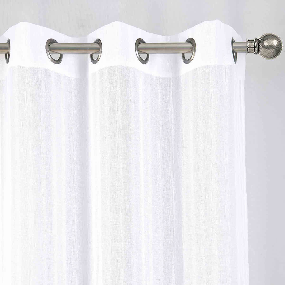 Honeybloom Nora White Sheer Grommet Curtain Panel, 84"