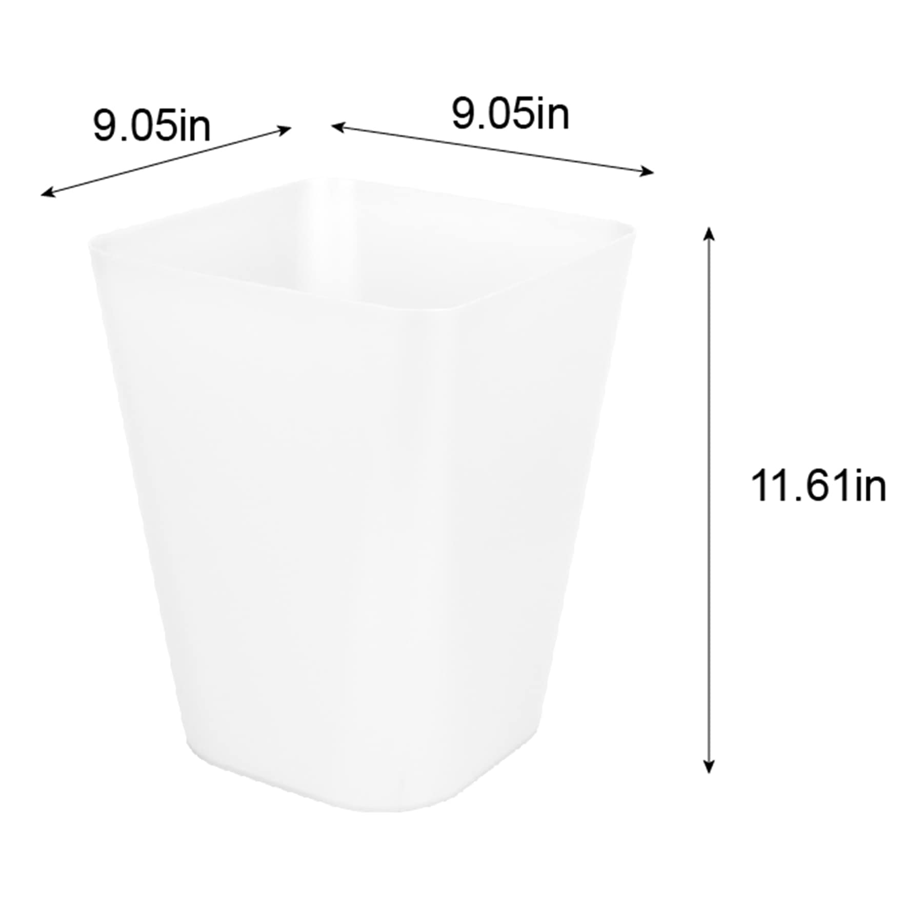Clear Square Rim Wastebasket, 11.8"