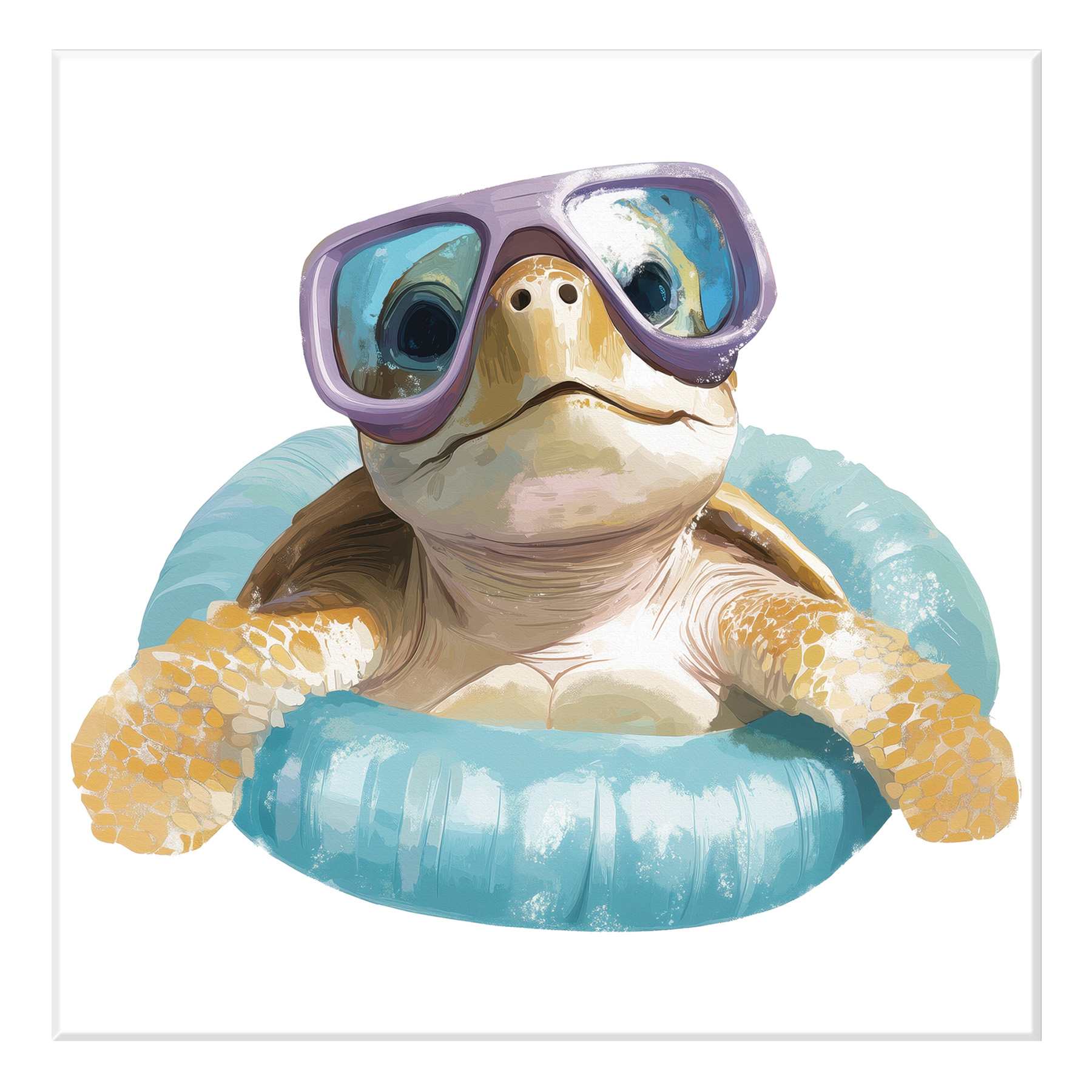 Turtle Floating About Canvas Wall Art, 12"