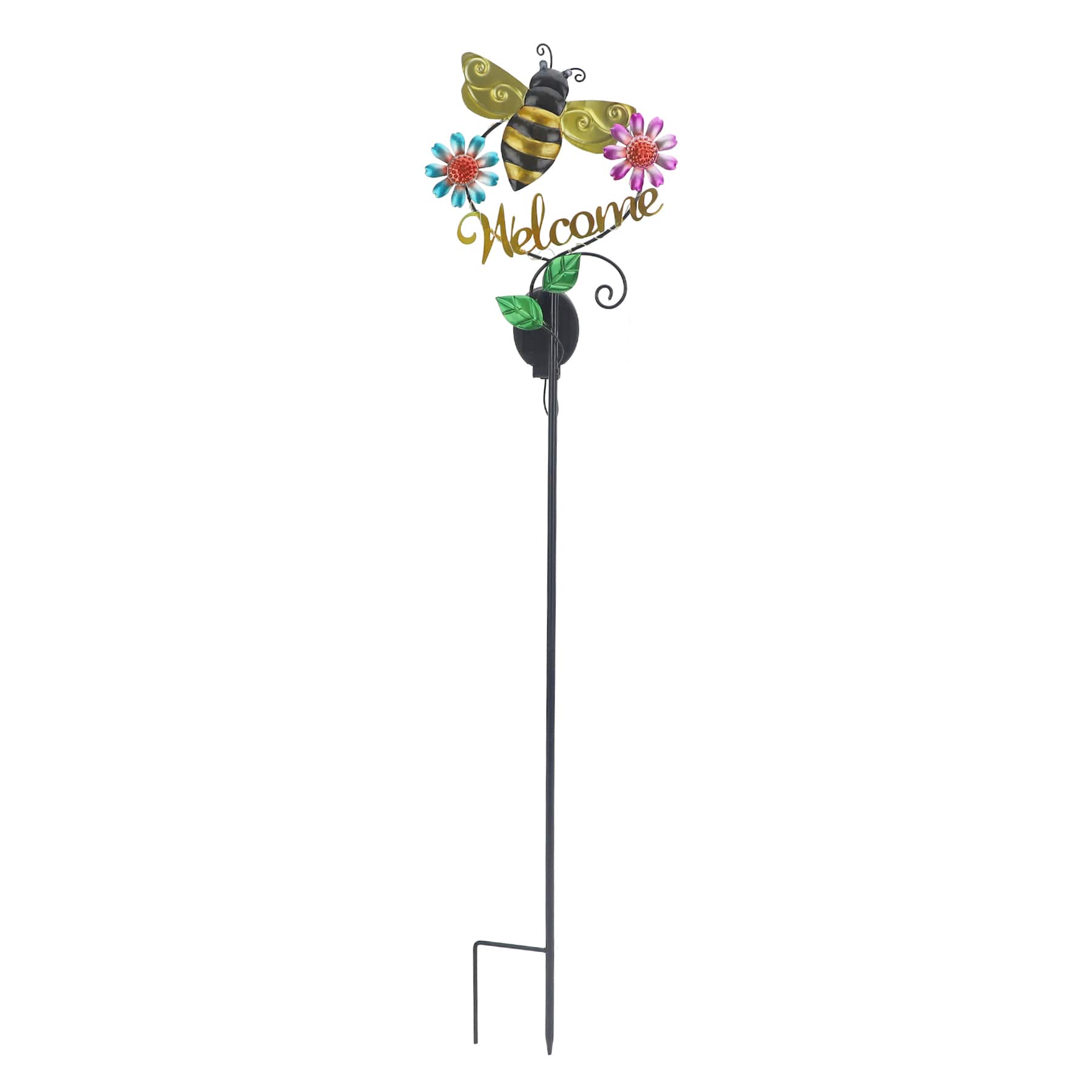 Welcome Bee Metal Solar Yard Stake, 36"