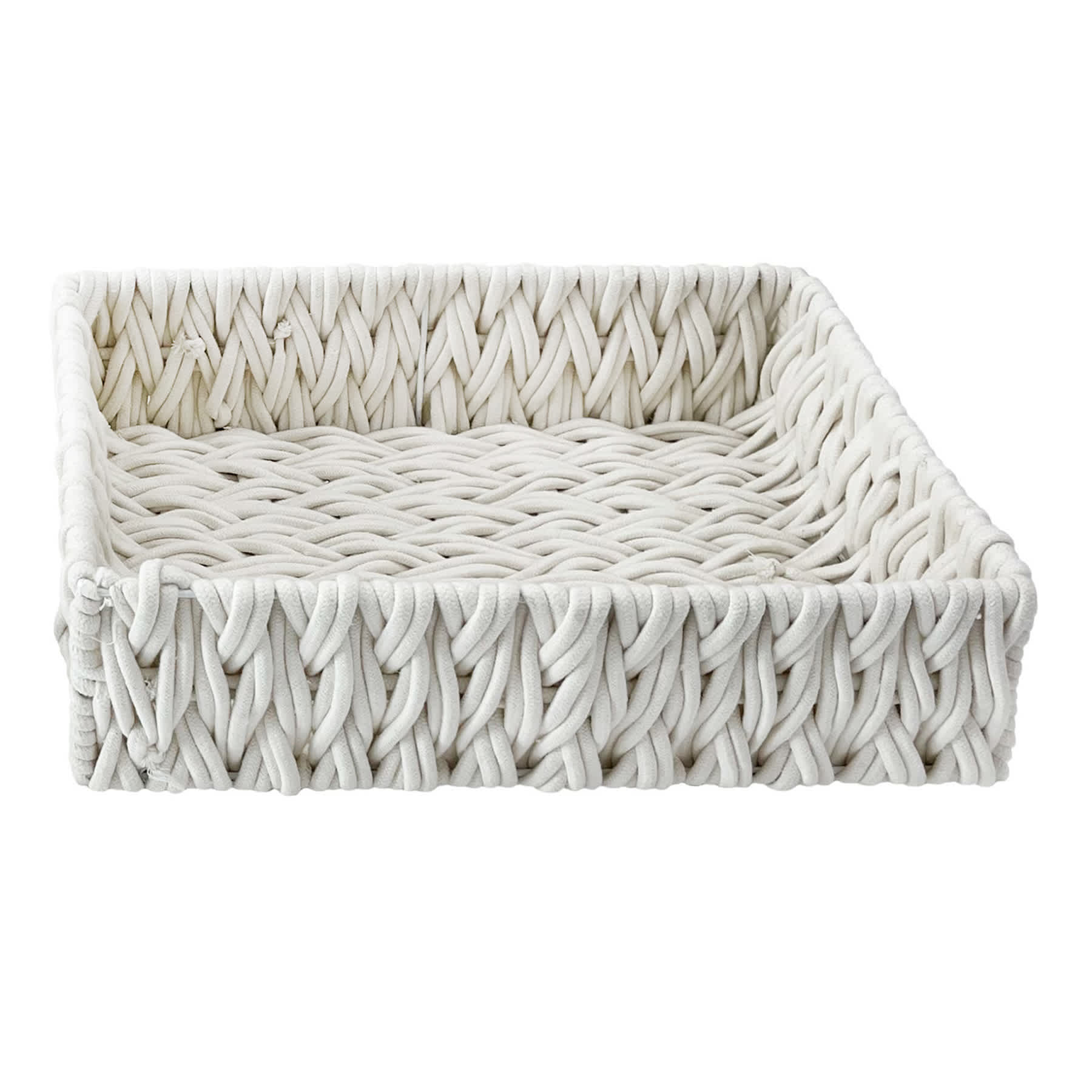 Chunky White Under Bed Fabric Storage Basket, Small