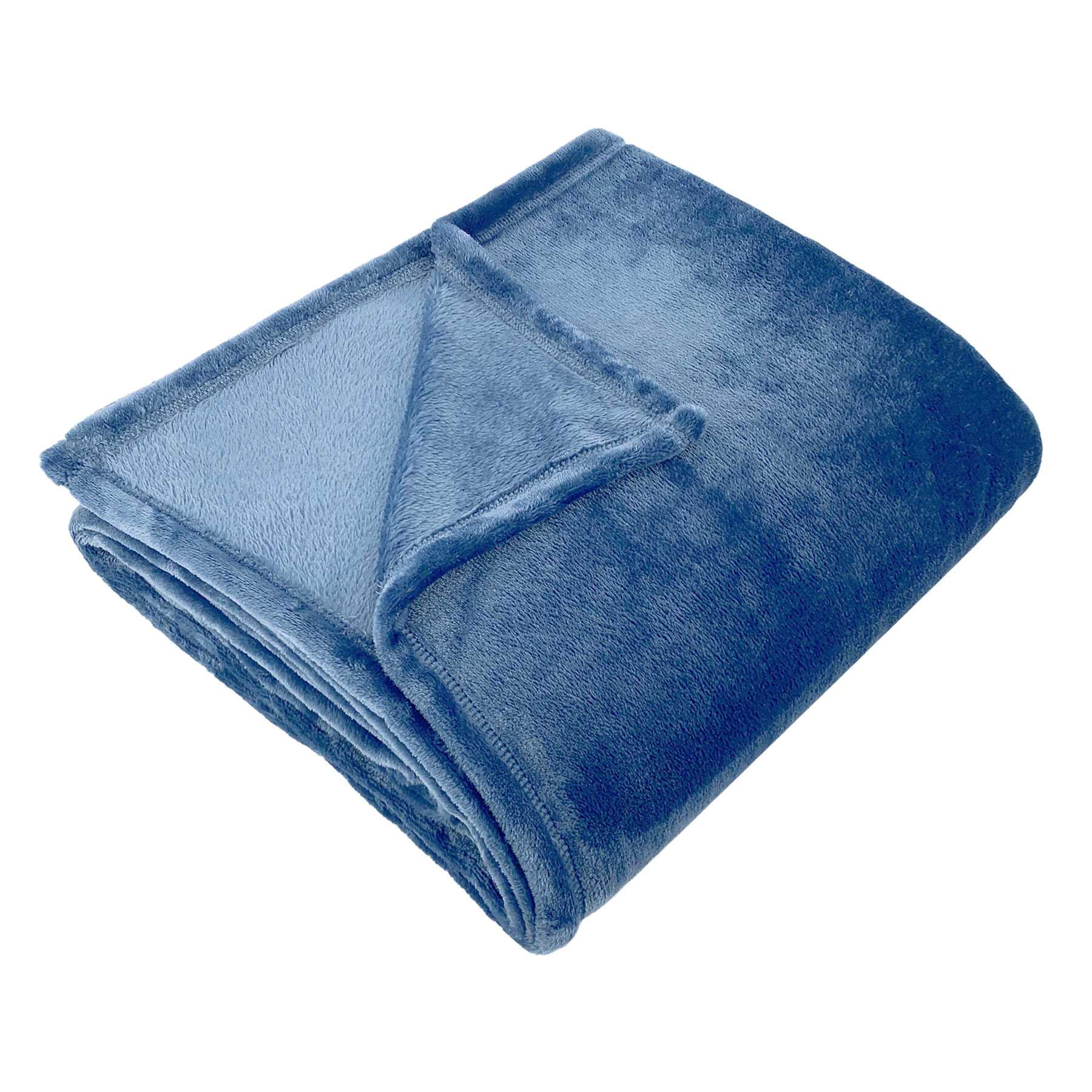Navy Blue Plush Bed Blanket, Full/Queen