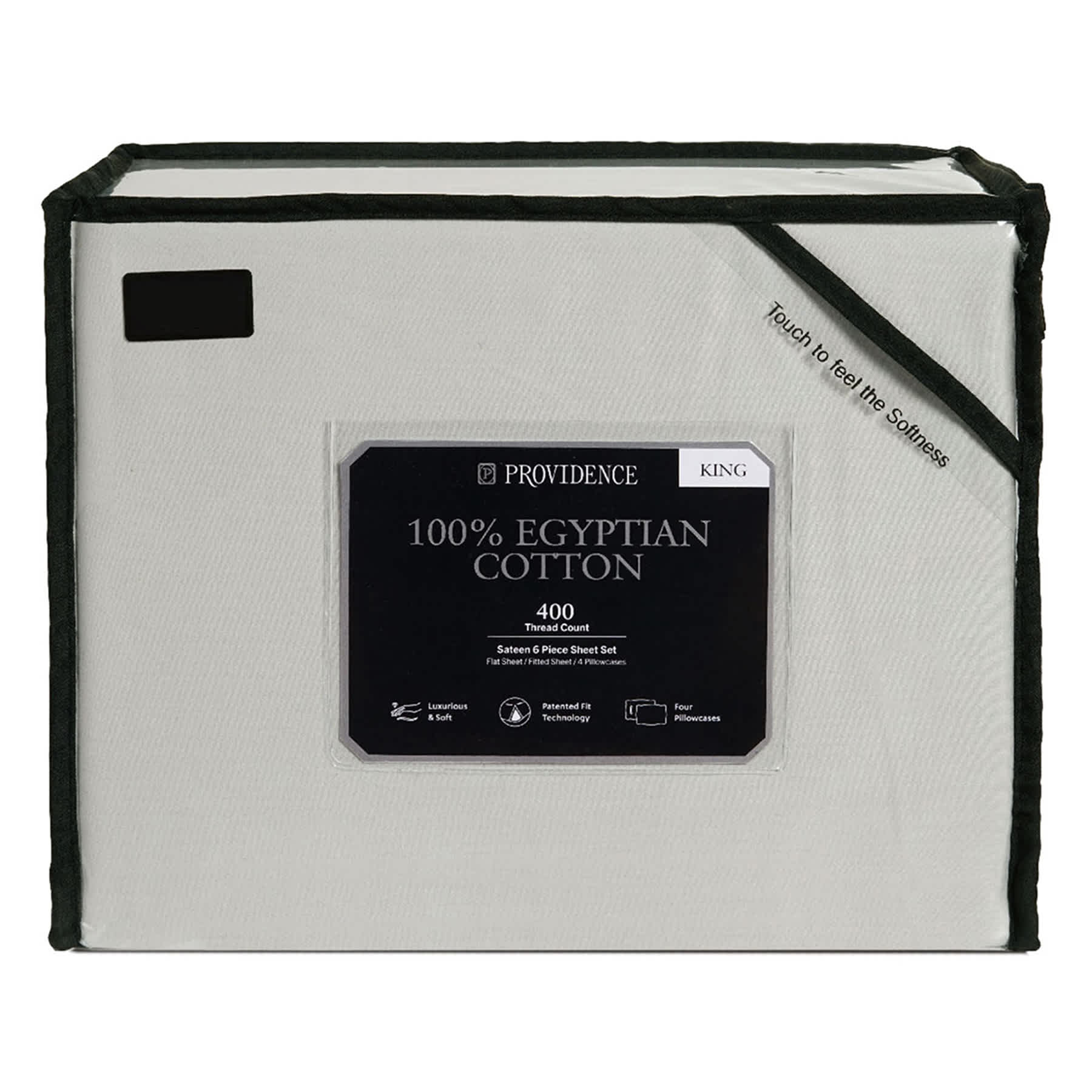 Providence 6-Piece Light Grey 100% Egyptian Cotton Sateen Sheet Set, King