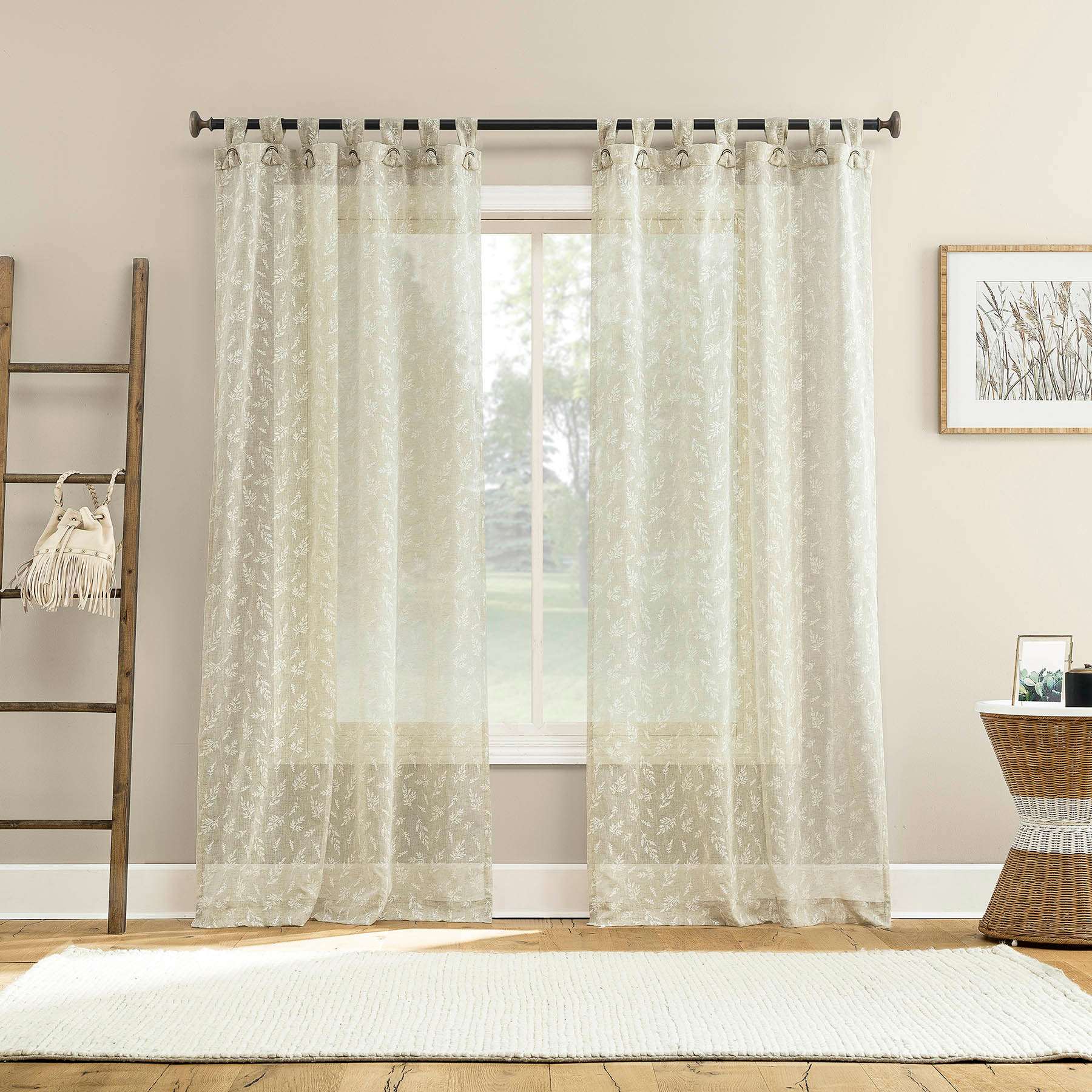 Wiley Taupe Sheer Grommet Single Curtain Panel, 50x84
