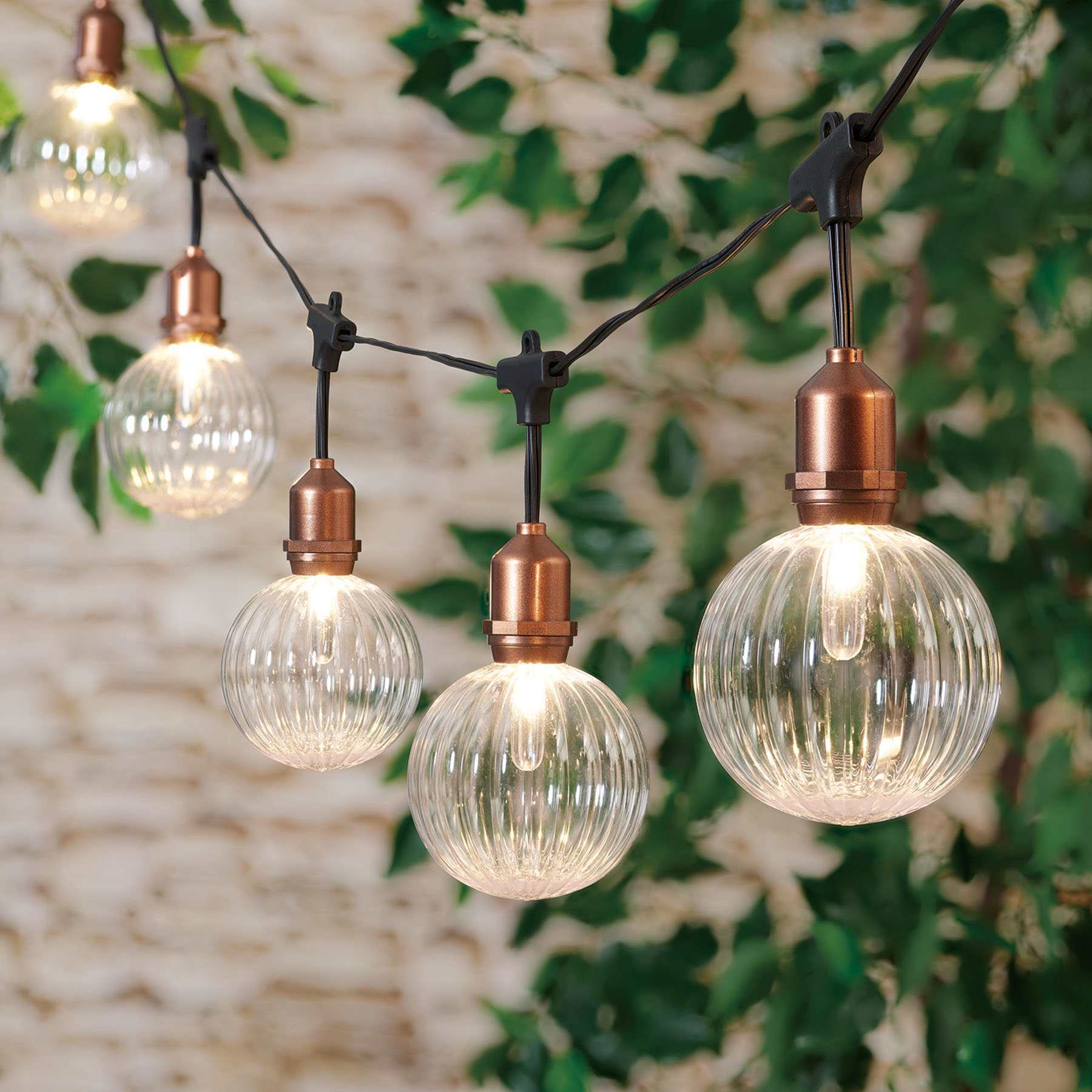 10-Count LED Filament Bulb G100 Globe String Lights with Black Commercial Wire