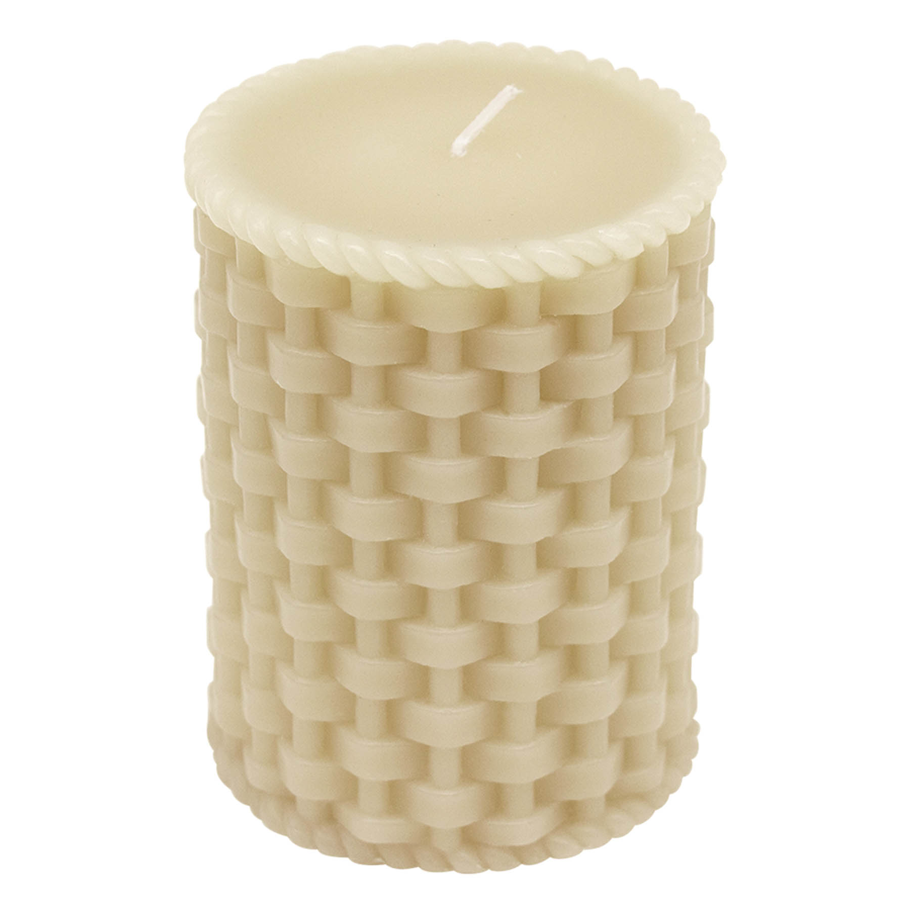 Beige Weave Pillar Candle, 3x4