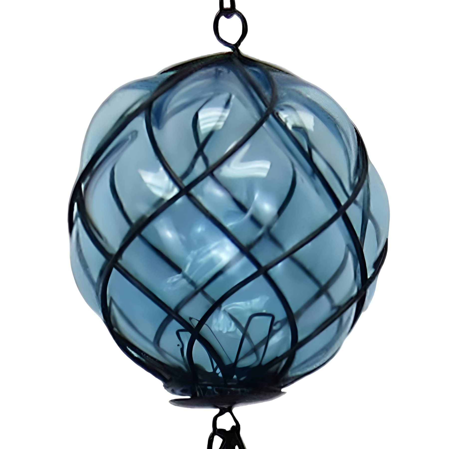 Blue Glass Orb Metal Wind Chime, 29.7"