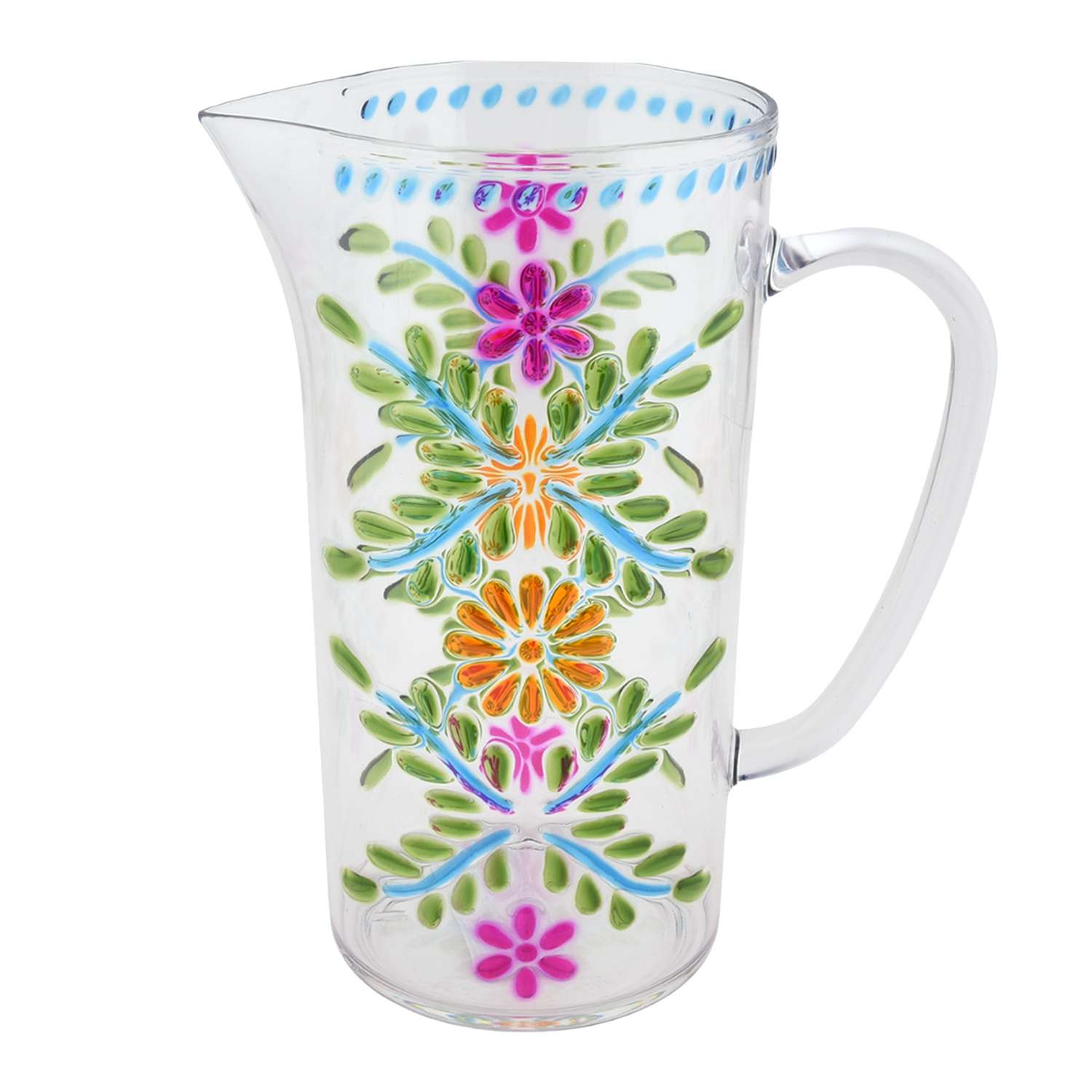 Acrylic Multicolor Embossed Clear Pitcher