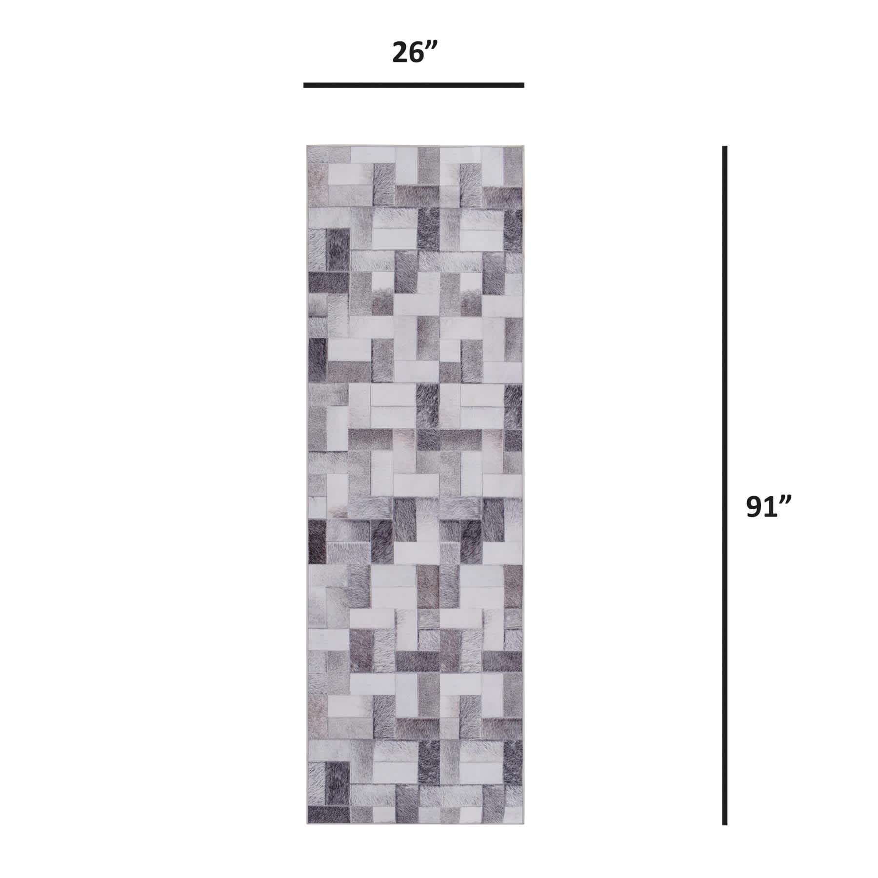 (D537) Crosby St. Nova Grey Printed Runner, 2x7