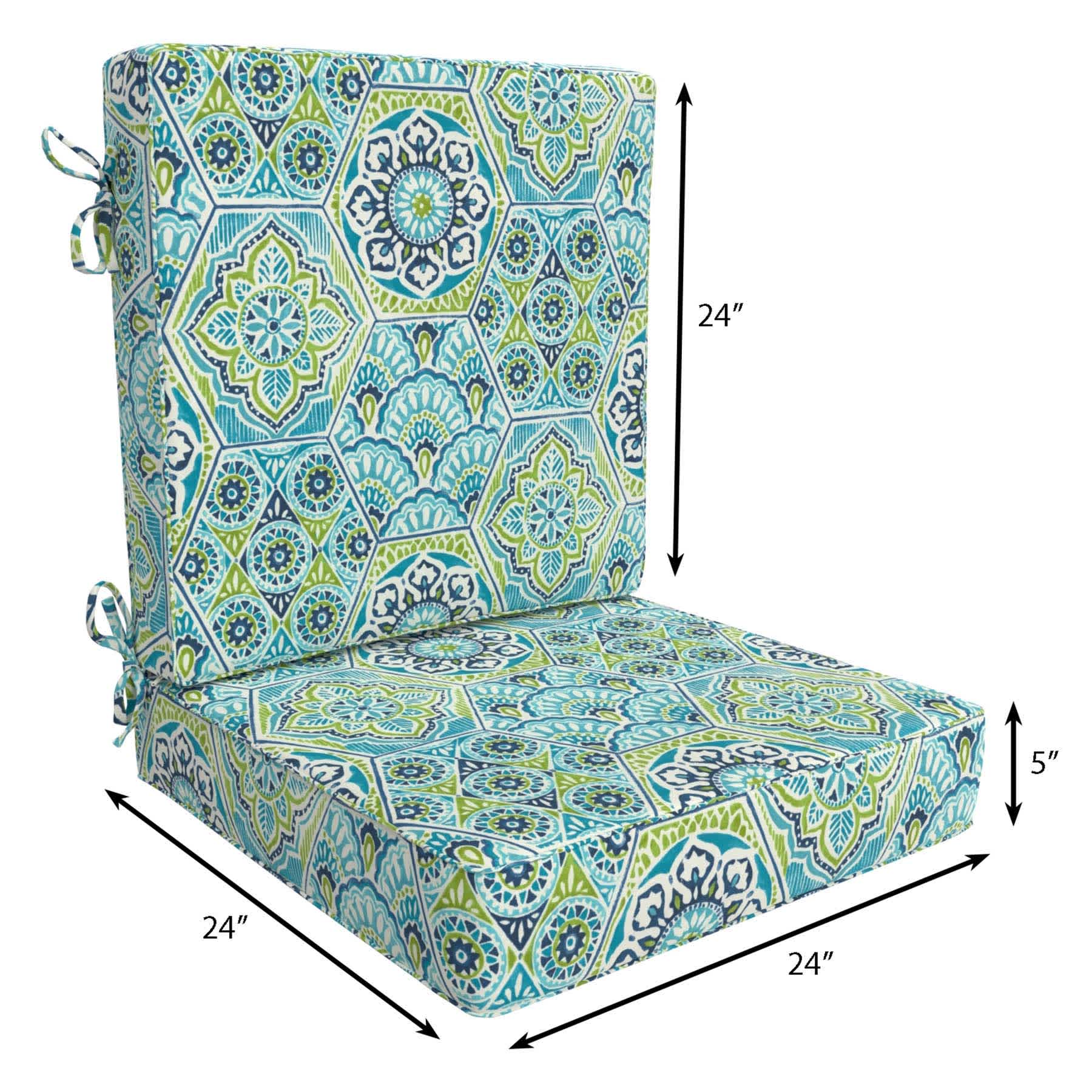 2-Piece Calista Teal Outdoor Deep Seat Cushion