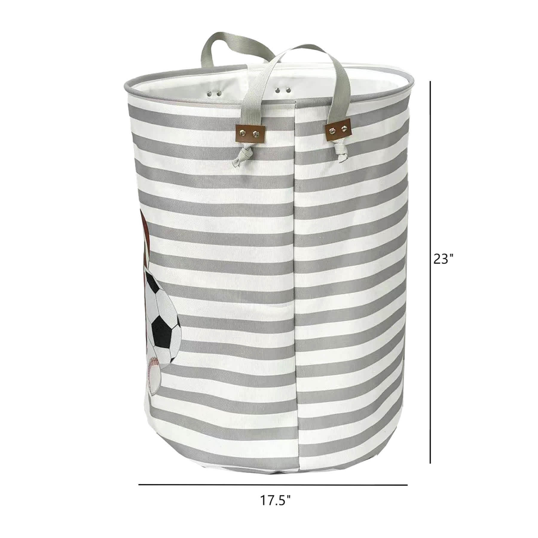 Kids Grey Stripe Sports Laundry Hamper