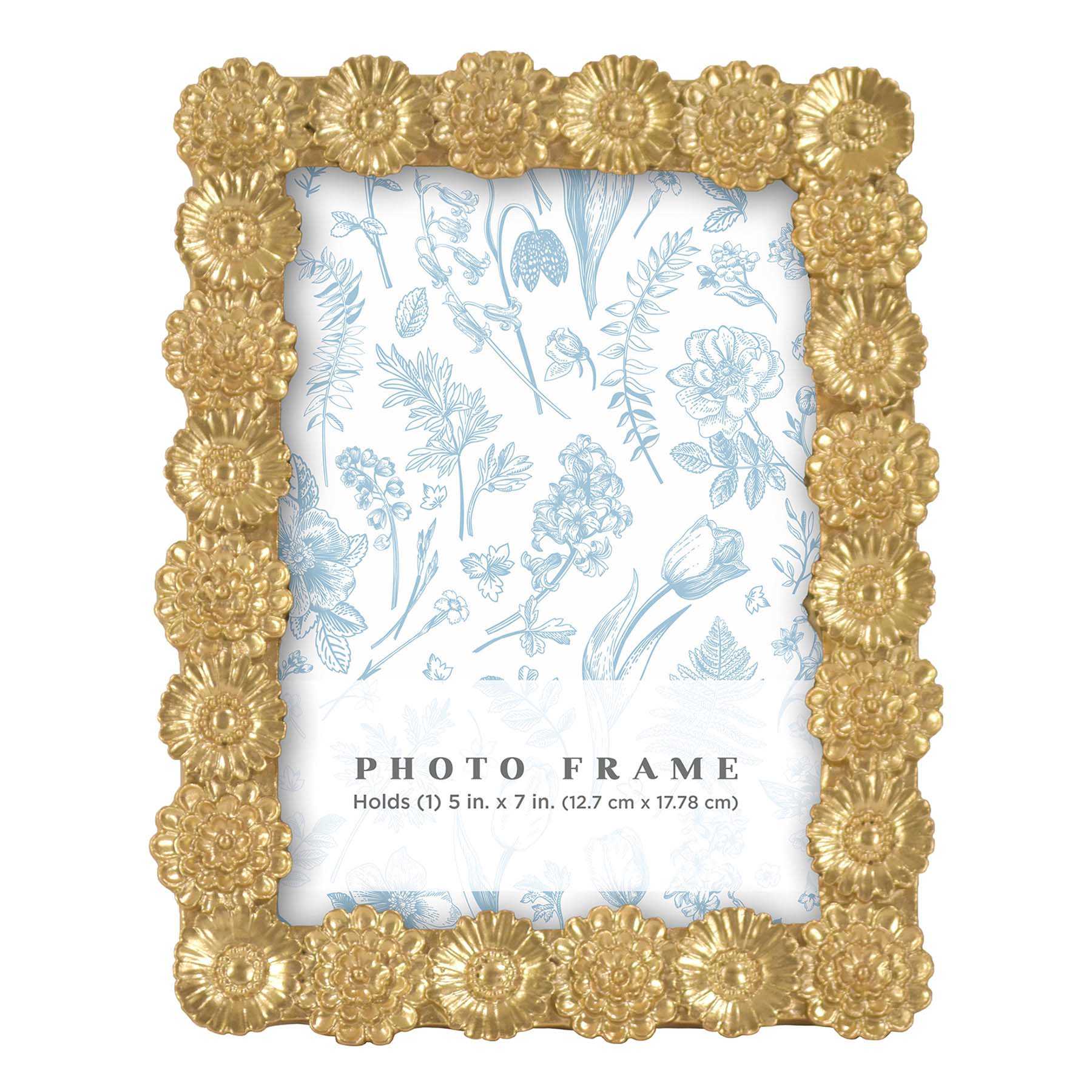 Gold Flower Resin Tabletop Frame, 5x7