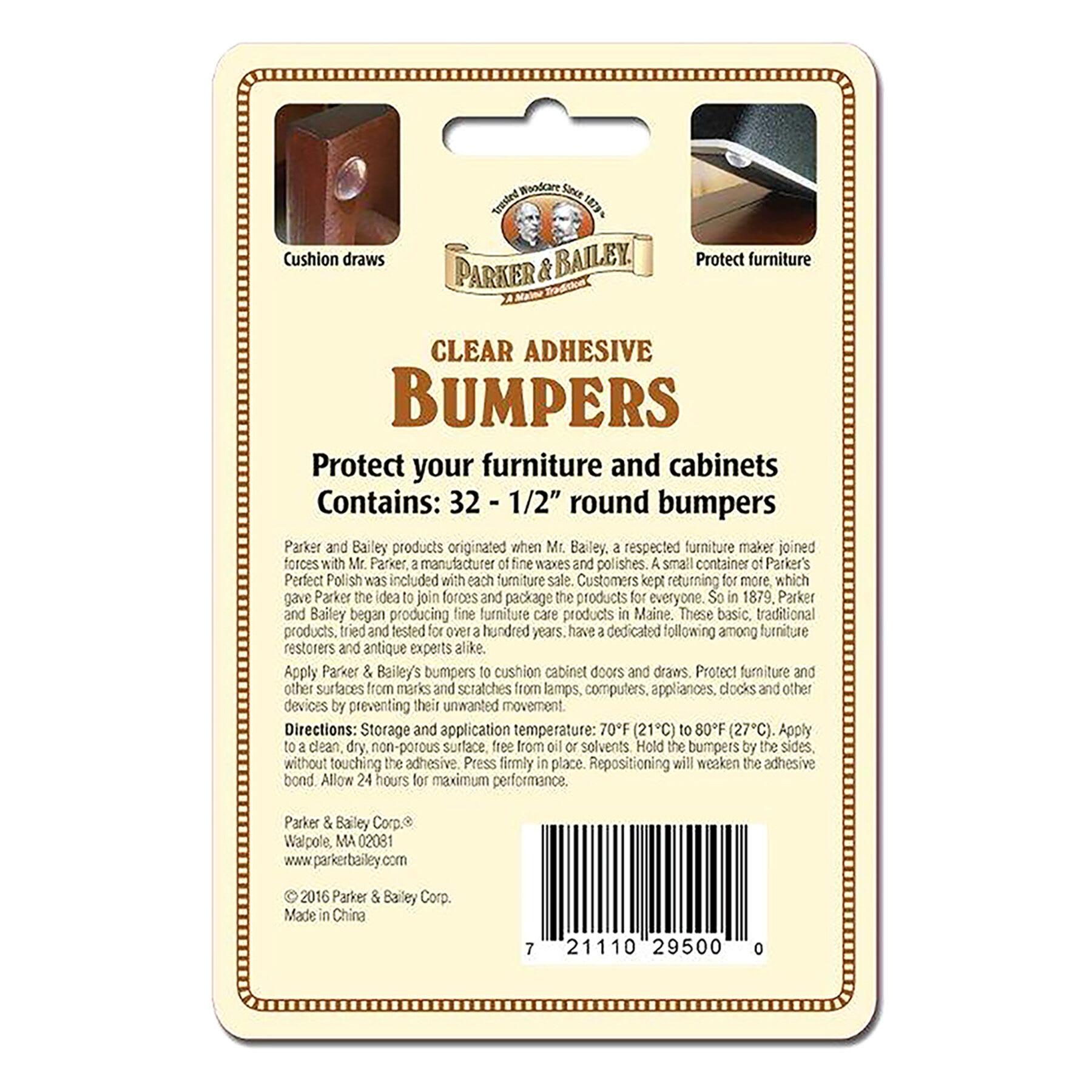 Parker & Bailey 32-Pack Clear Adhesive Bumpers