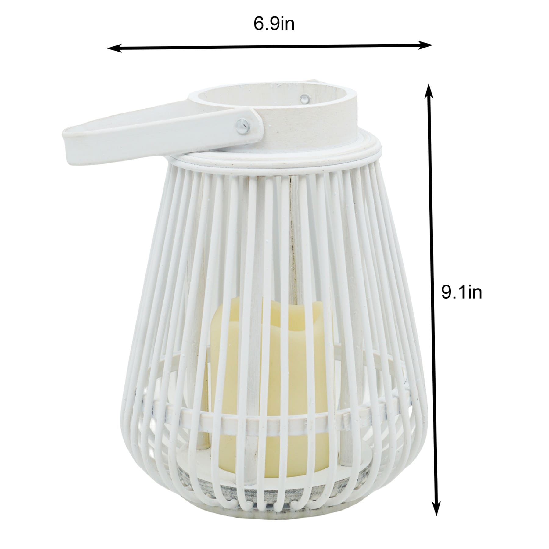 White LED Rattan Lantern, 7x9