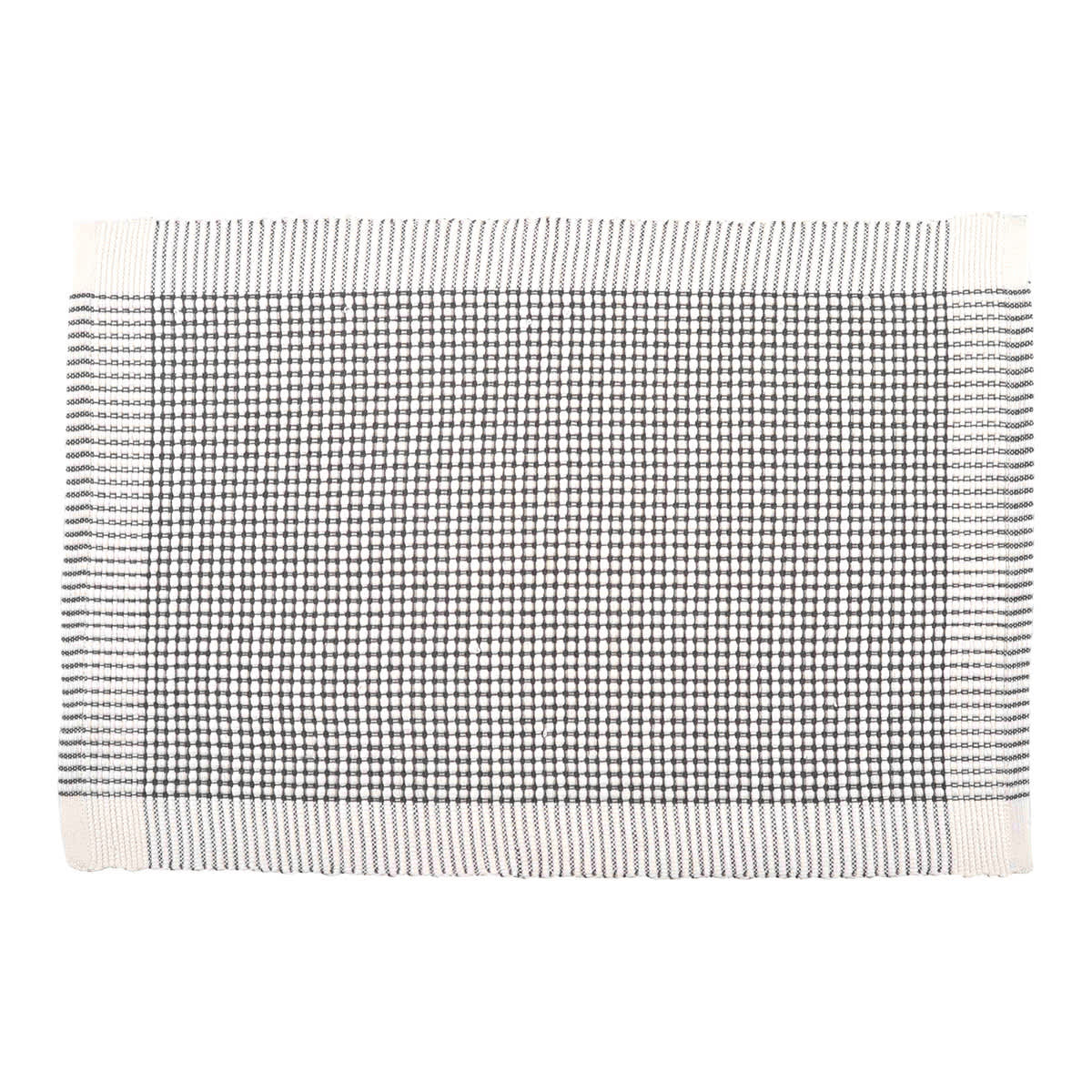 Set of 4 Grey & White with White Border Woven Placemats, 13x19