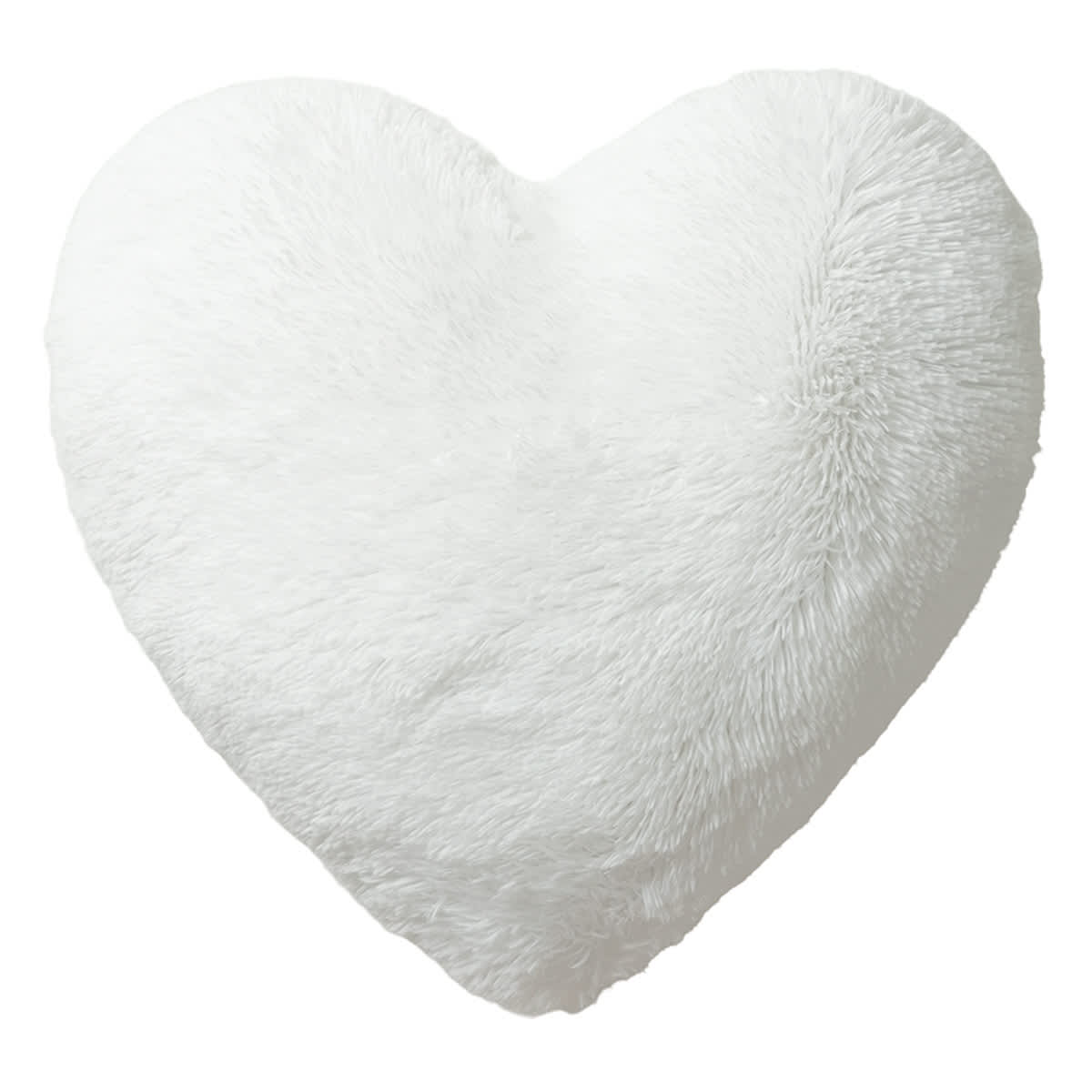 White Shaggy Faux Fur Heart Shaped Throw Pillow