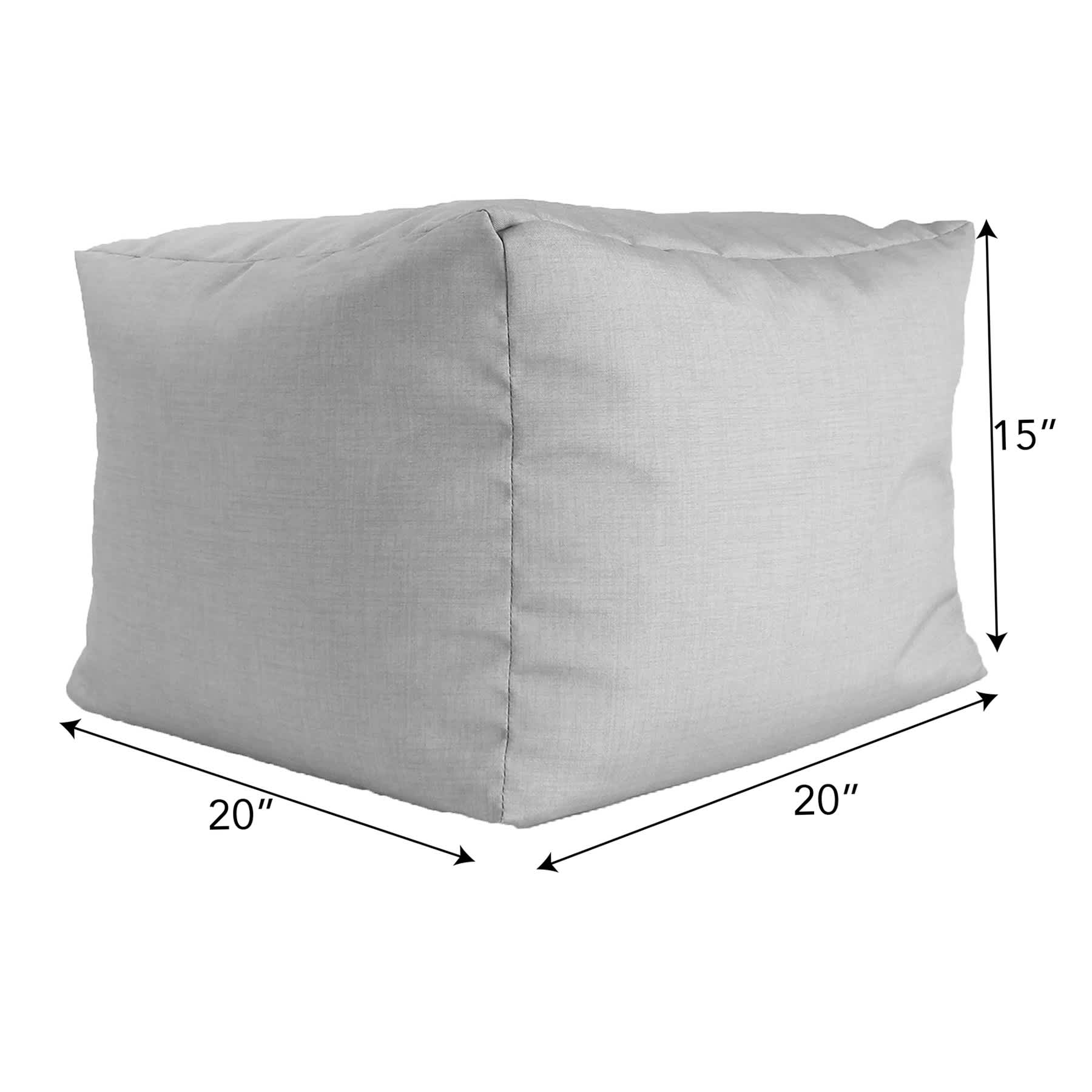 Black Awning Striped Outdoor Pouf, 20"