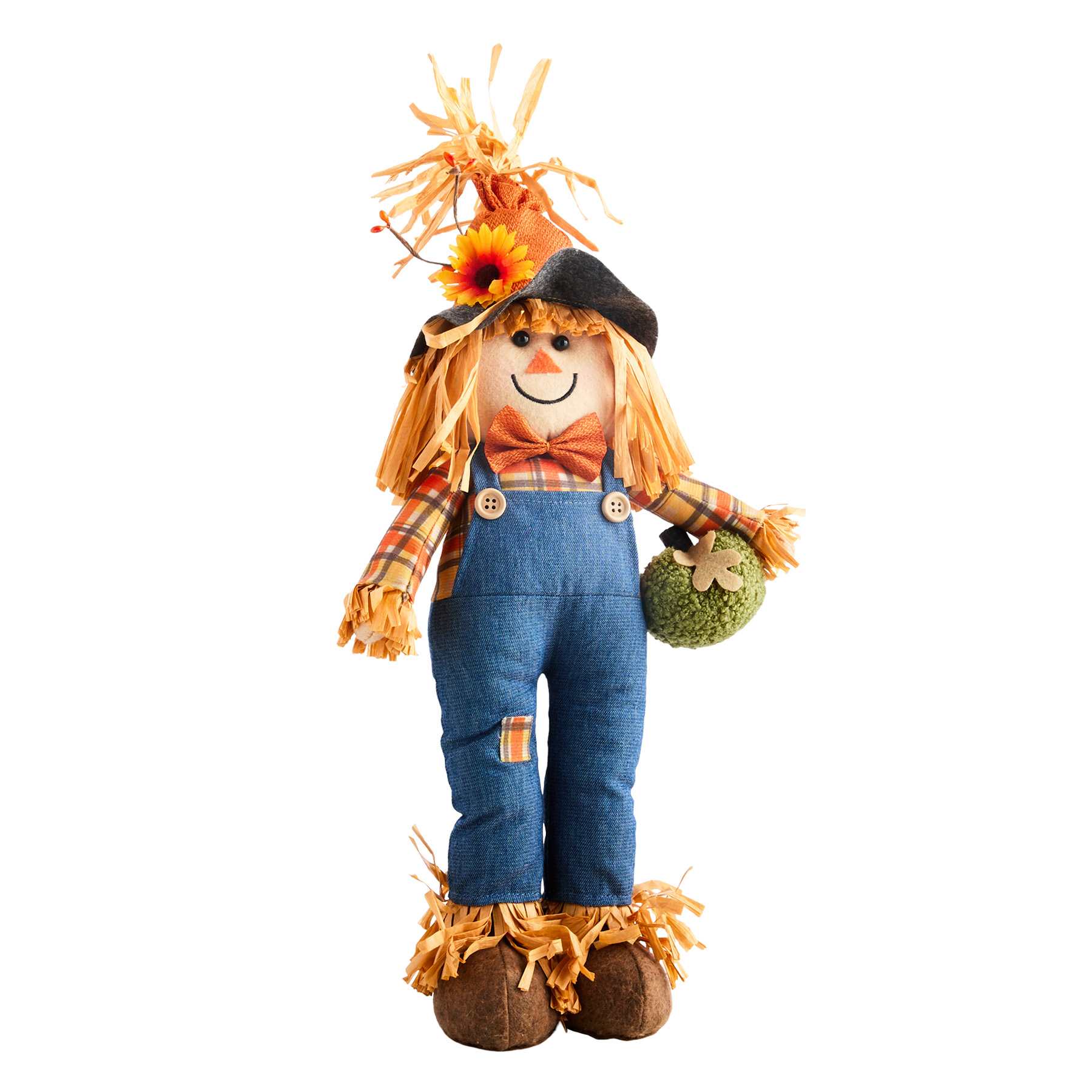 Standing Scarecrow with Pumpkin, 17.5"