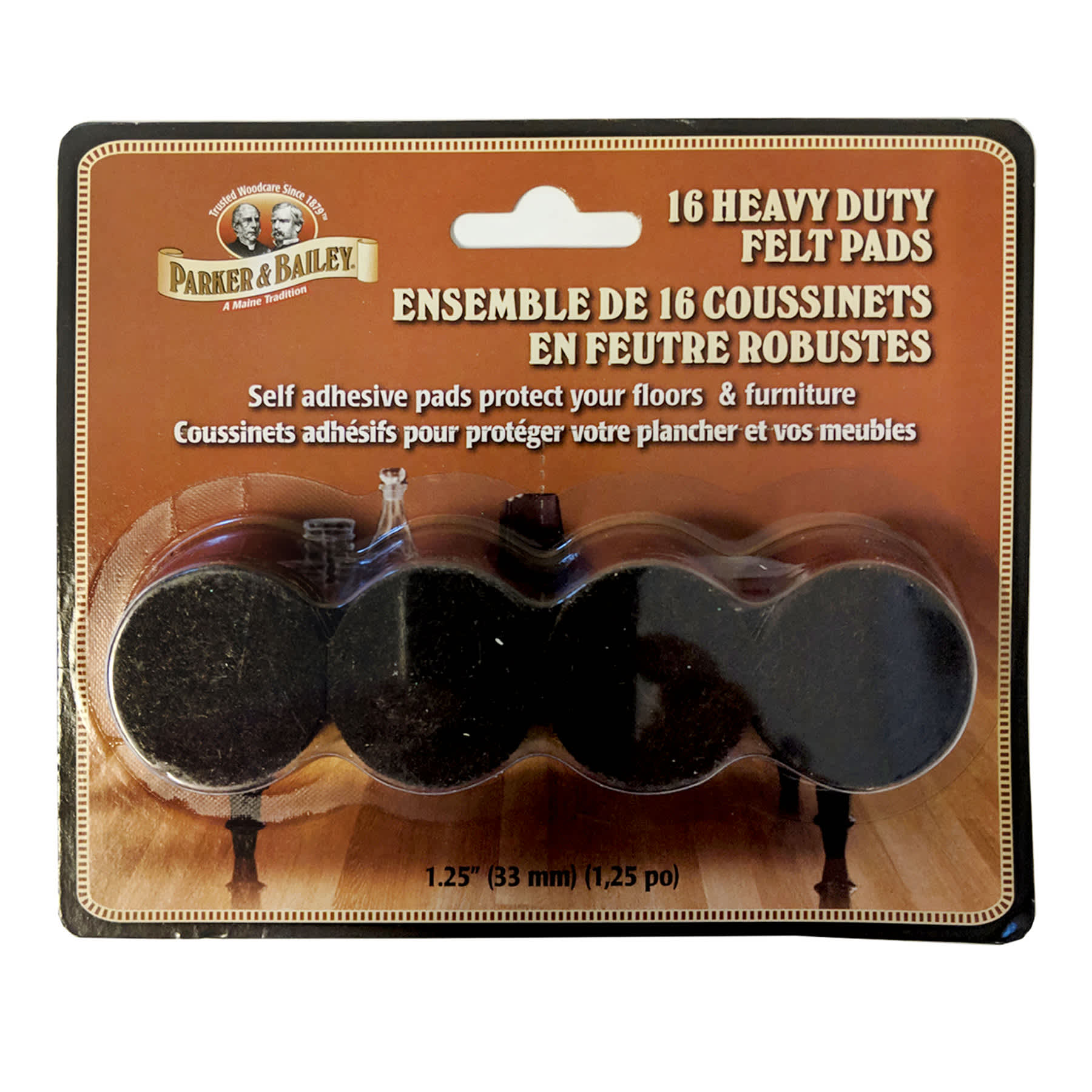 16-Pack Black Felt Furniture Pads, 1.25"