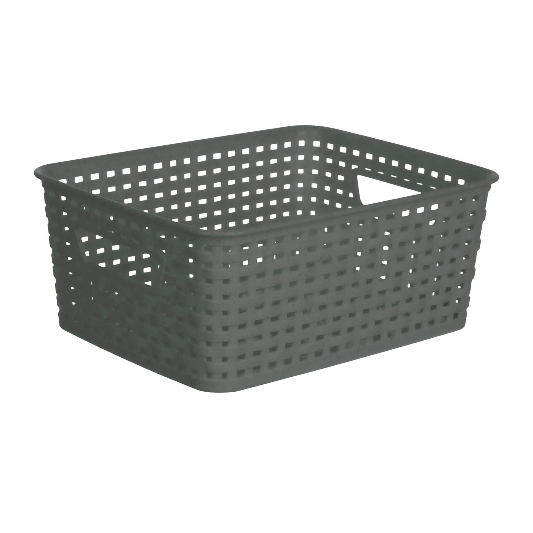 Grey Square Crossover Weave Storage Basket, Small