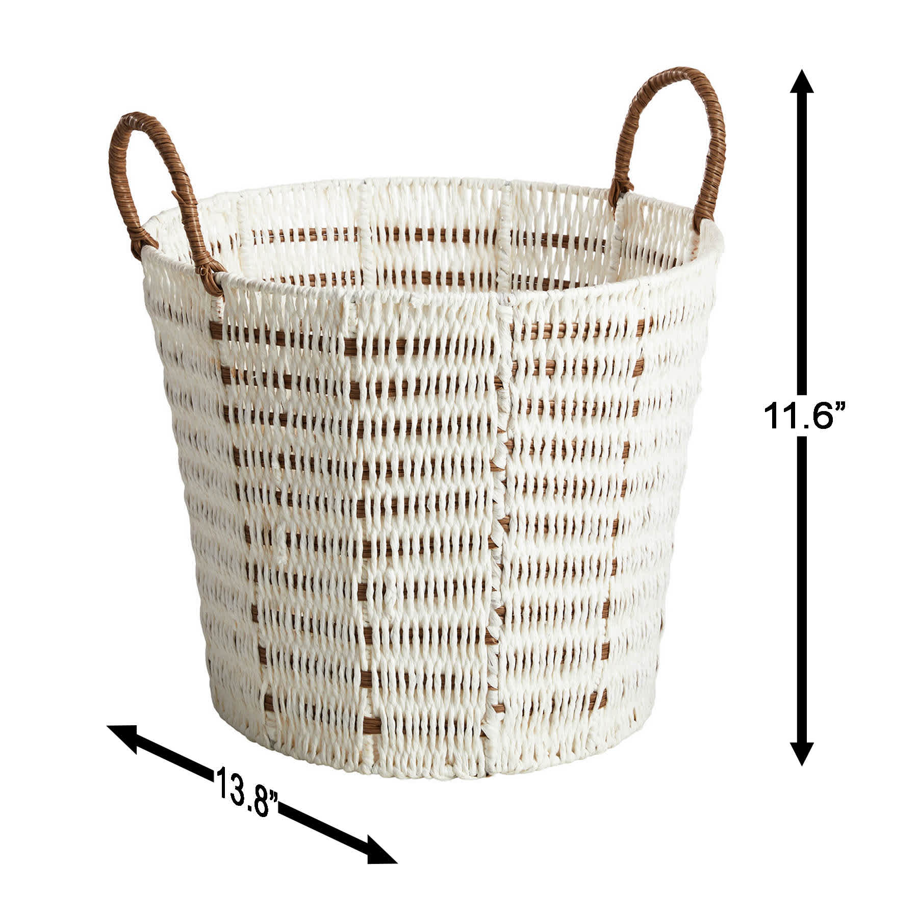 Found & Fable White Paper Rope Round Basket, Small