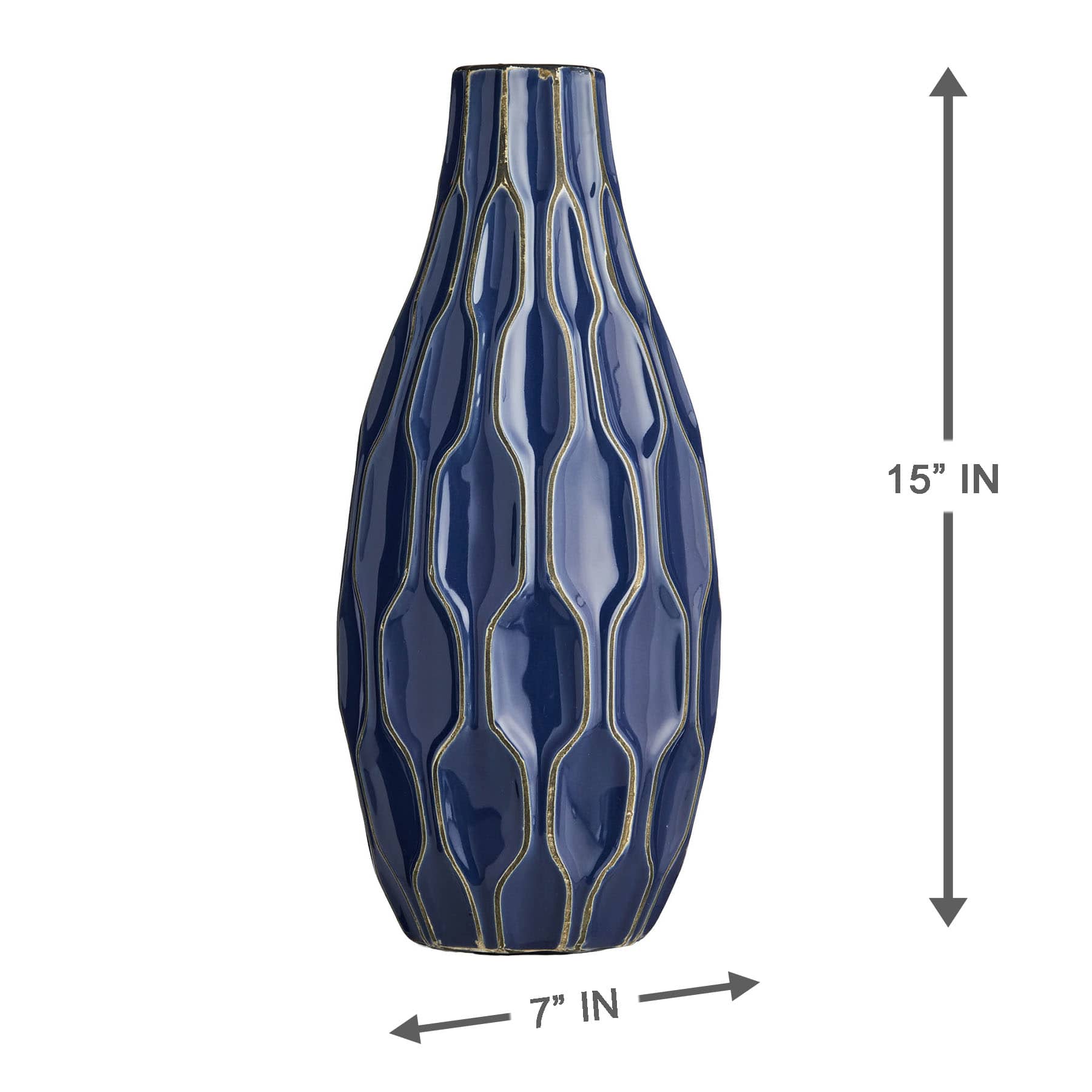 Honeybloom Katherine Blue Ceramic Vase, 15"