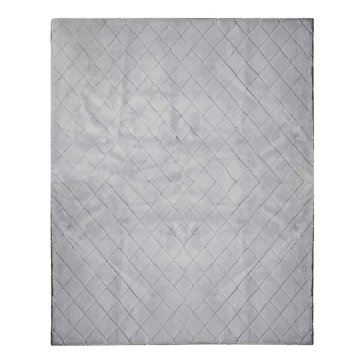 (C209) Grey Faux Rabbit Fur Area Rug, 8x10