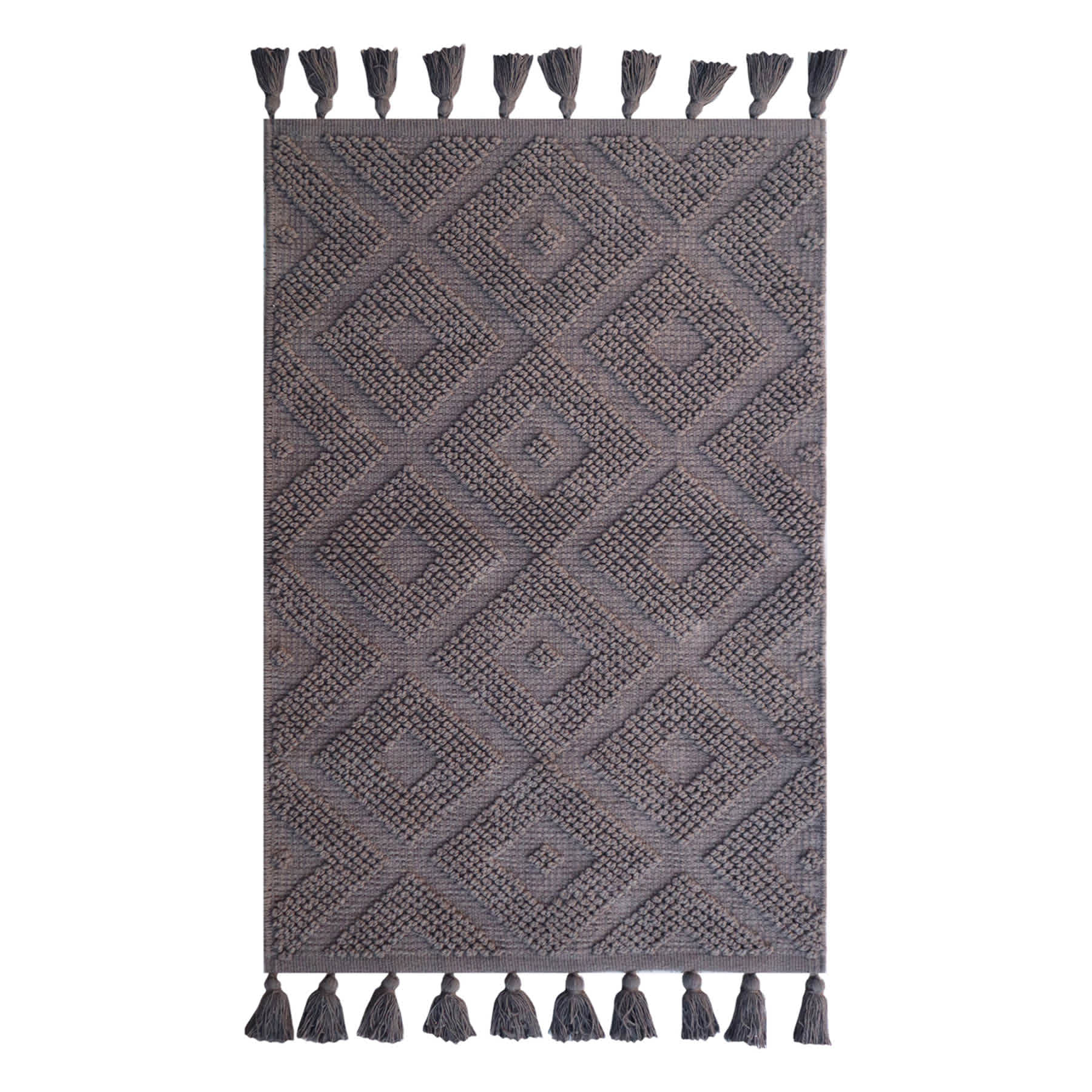 Dark Grey High-Low Diamond Handwoven Accent Rug, 27x45