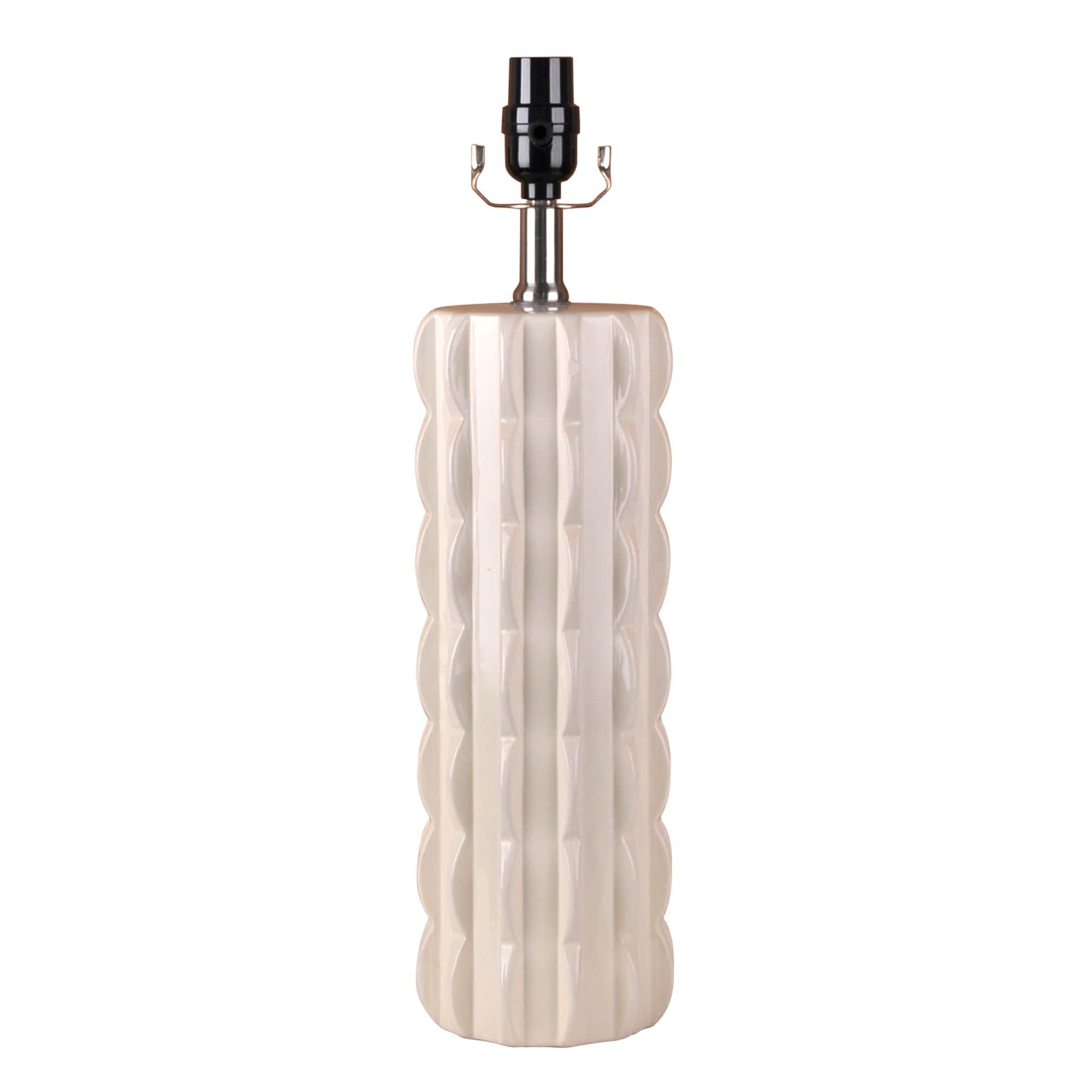 Crosby St. White Ceramic Scalloped Medium Table Lamp Base, 19"