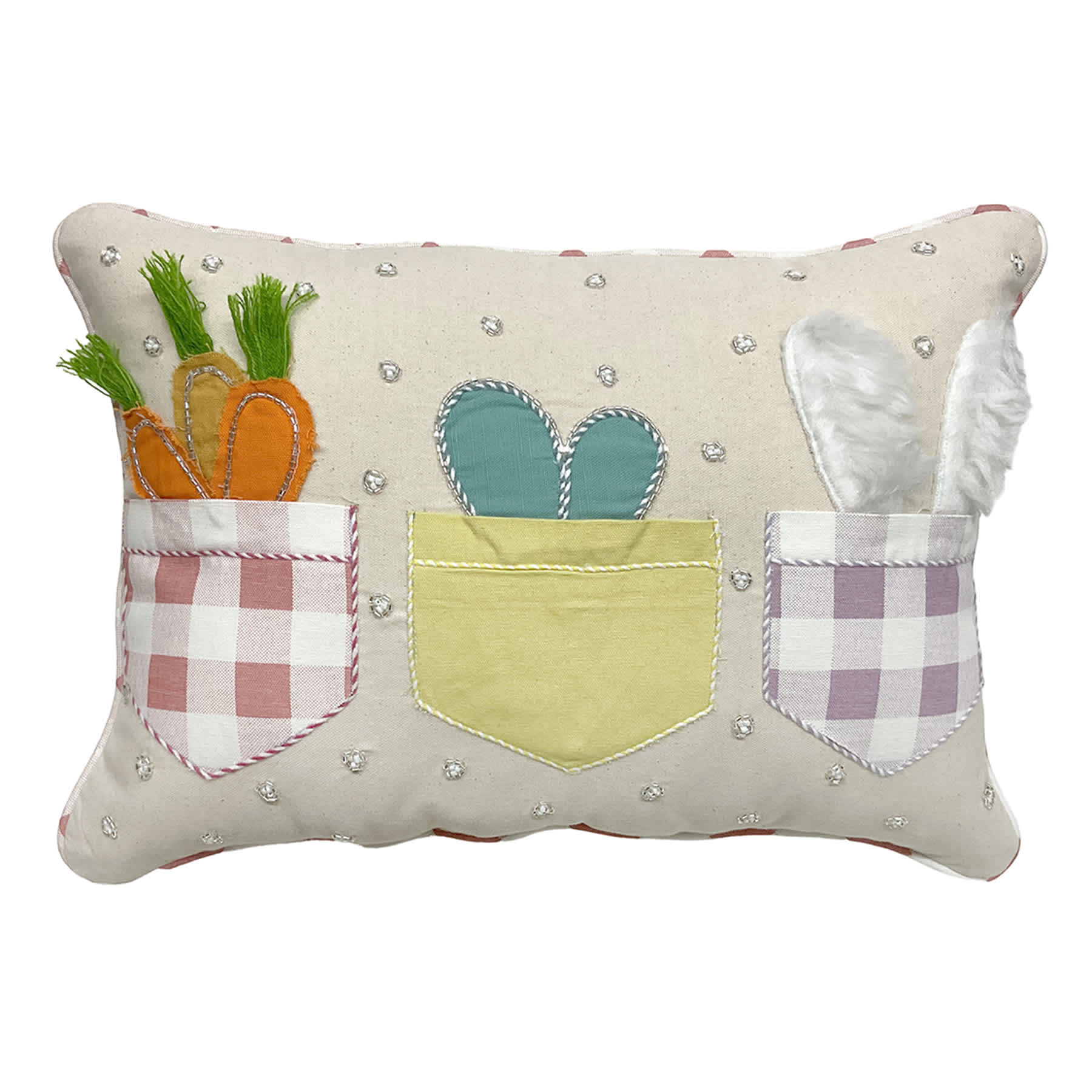 Easter Pocket Patchwork Throw Pillow, 14x20