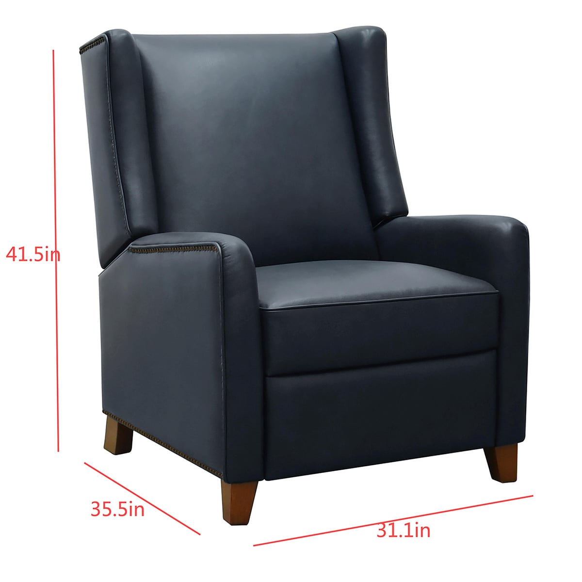 Hawthorne Faux Leather Recliner, Navy Blue