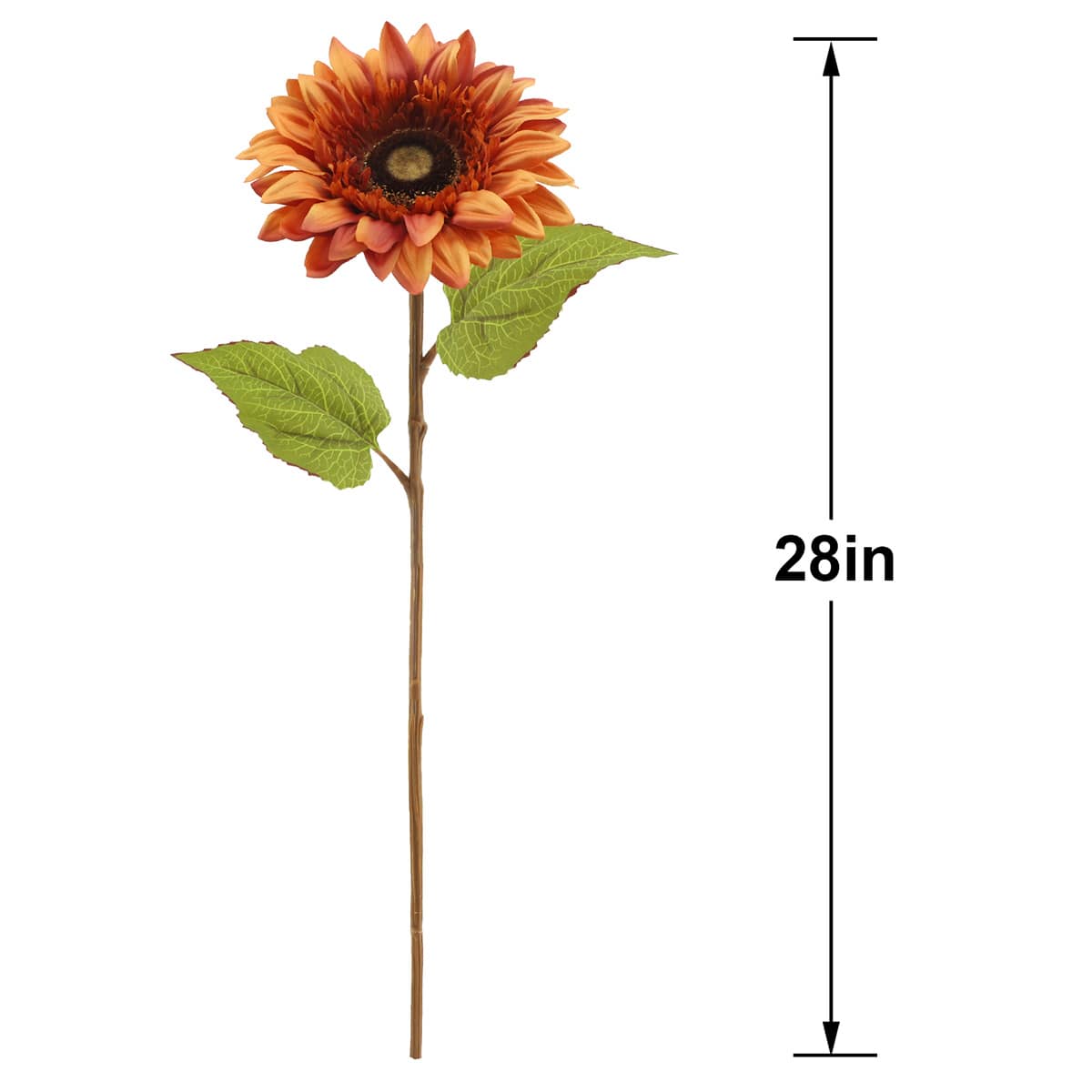 Orange Sunflower Floral Stem, 28"