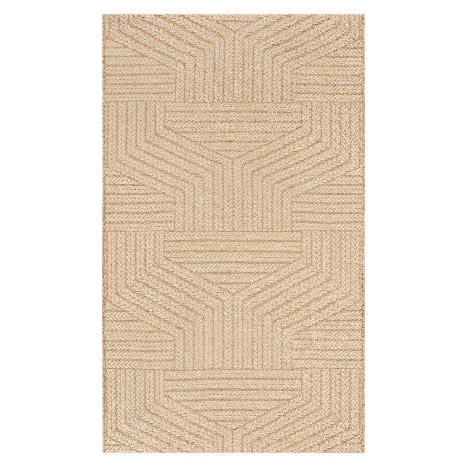 (E457) Ruby Natural Flatweave Outdoor Accent Rug, 3x5