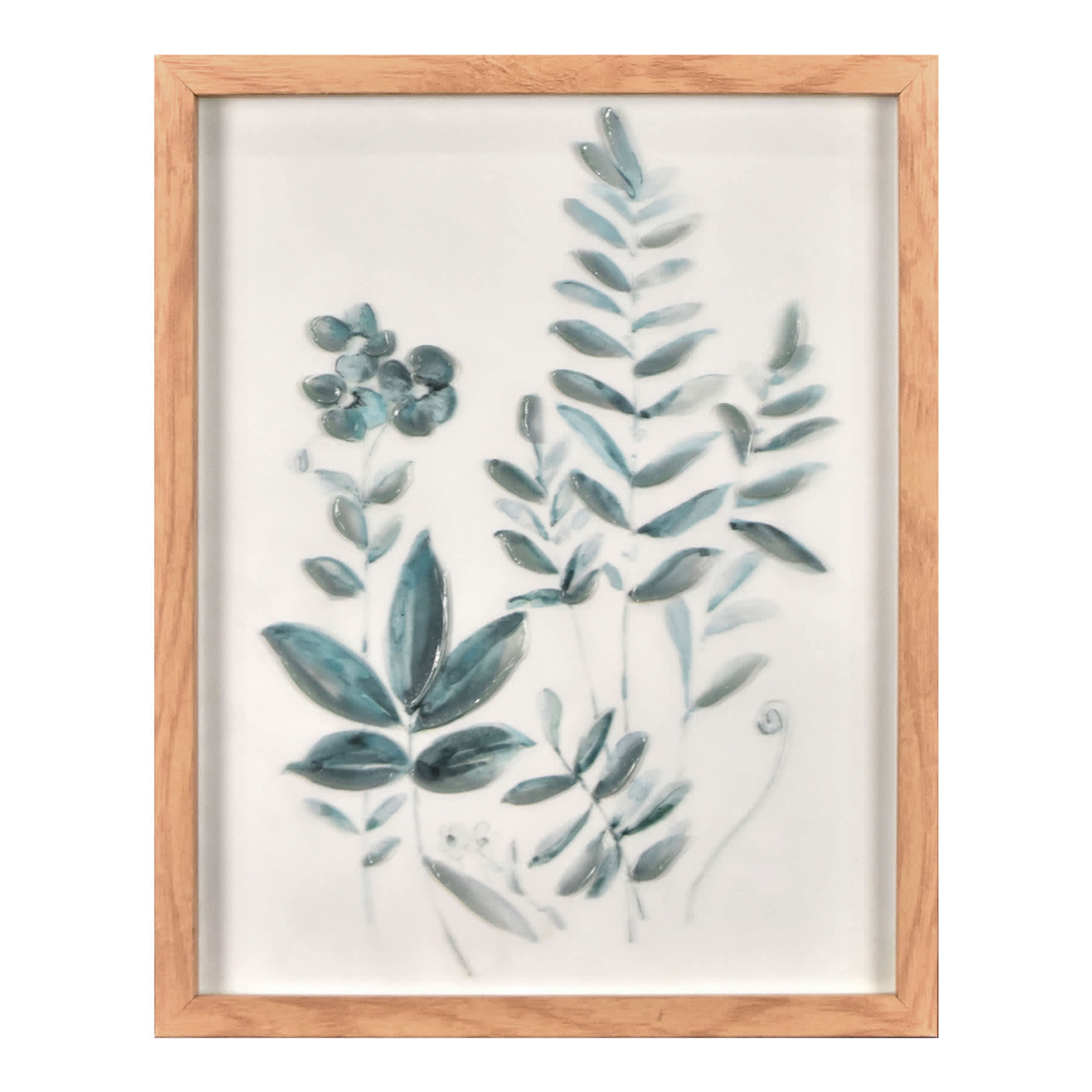 Glass Framed Leaves Print Wall Art, 11x14