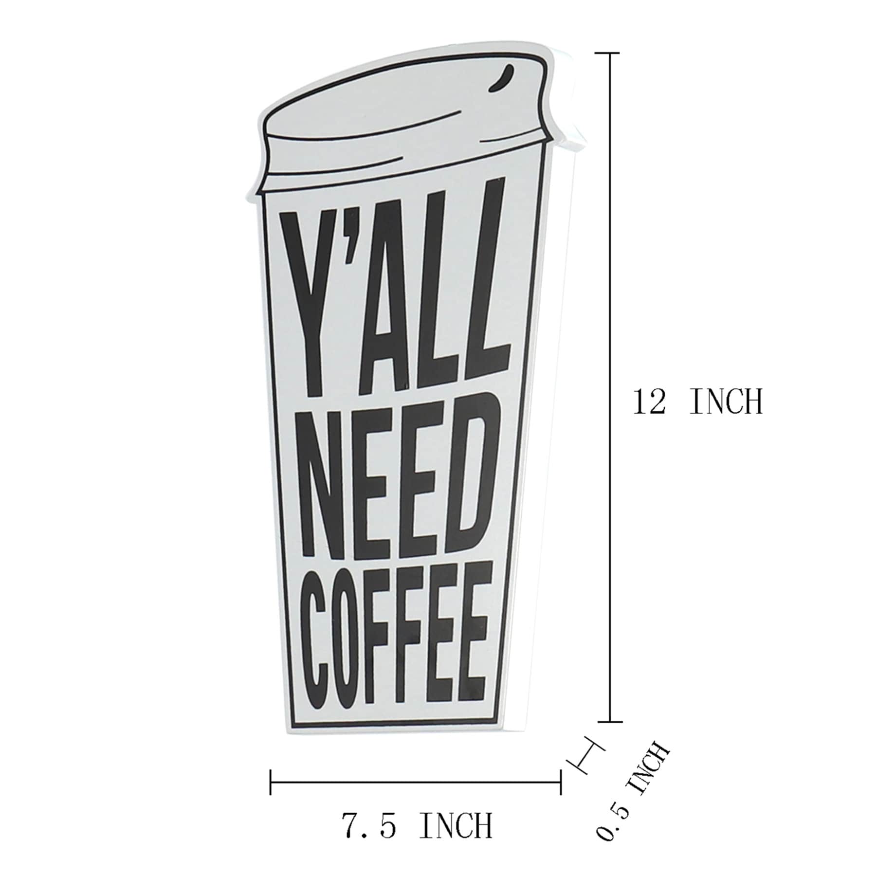 White Coffee Cup Wooden Wall Art, 8x12