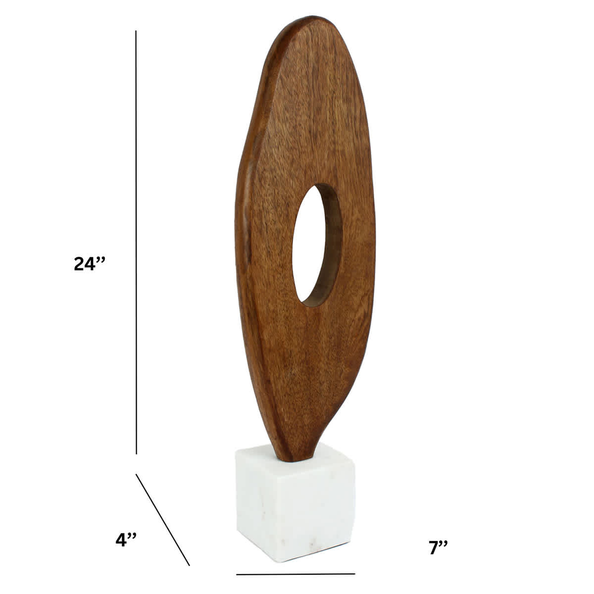 White Marble & Wood Oversized Décor, 24"