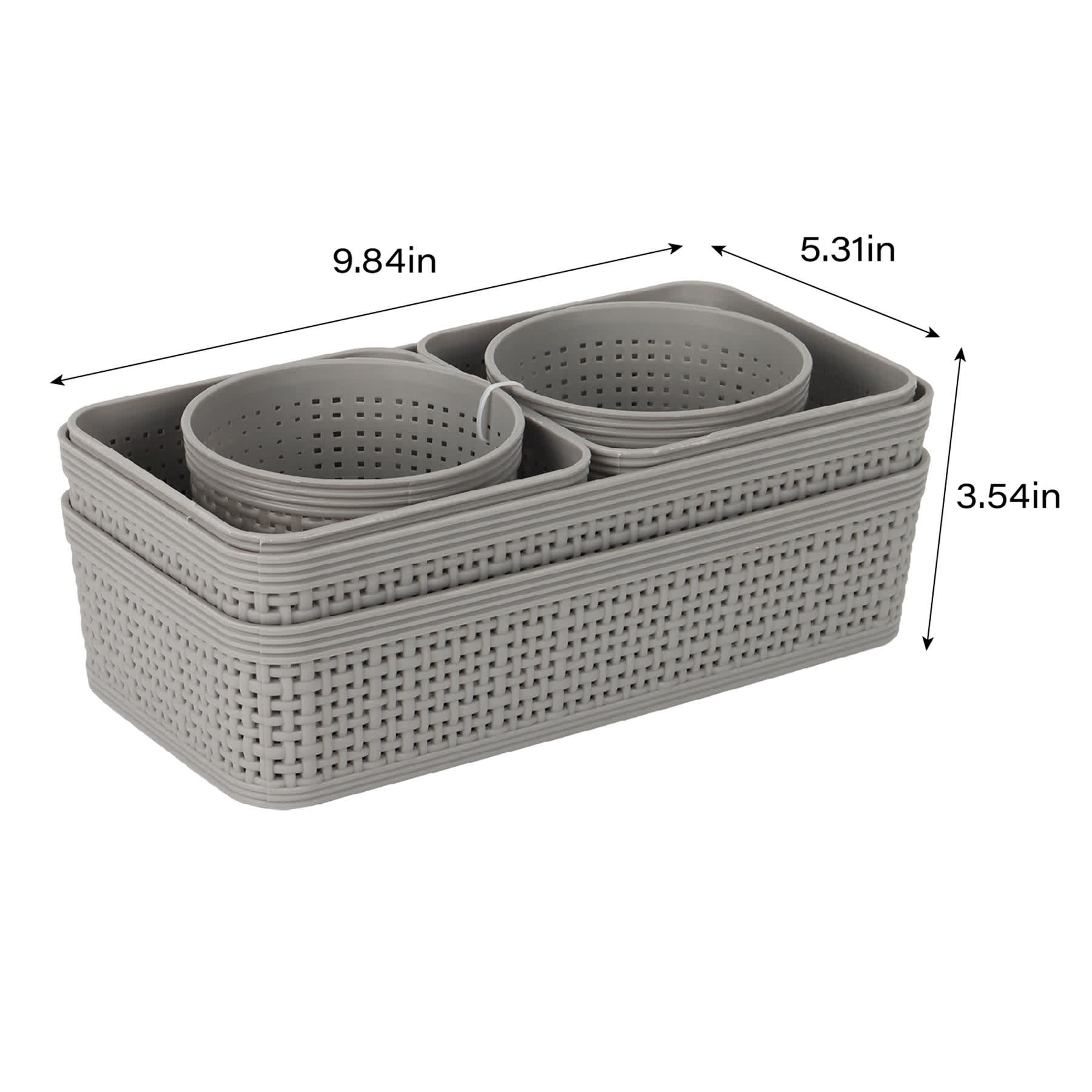 6-Piece Storage Organizing Set, Grey