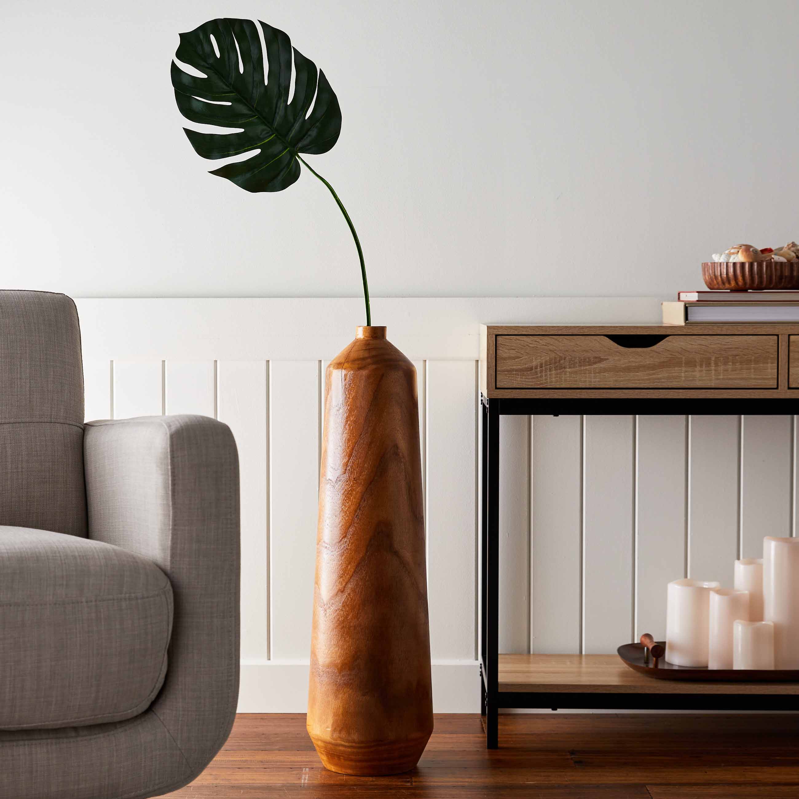 Wooden Oversized Floor Vase, 30"