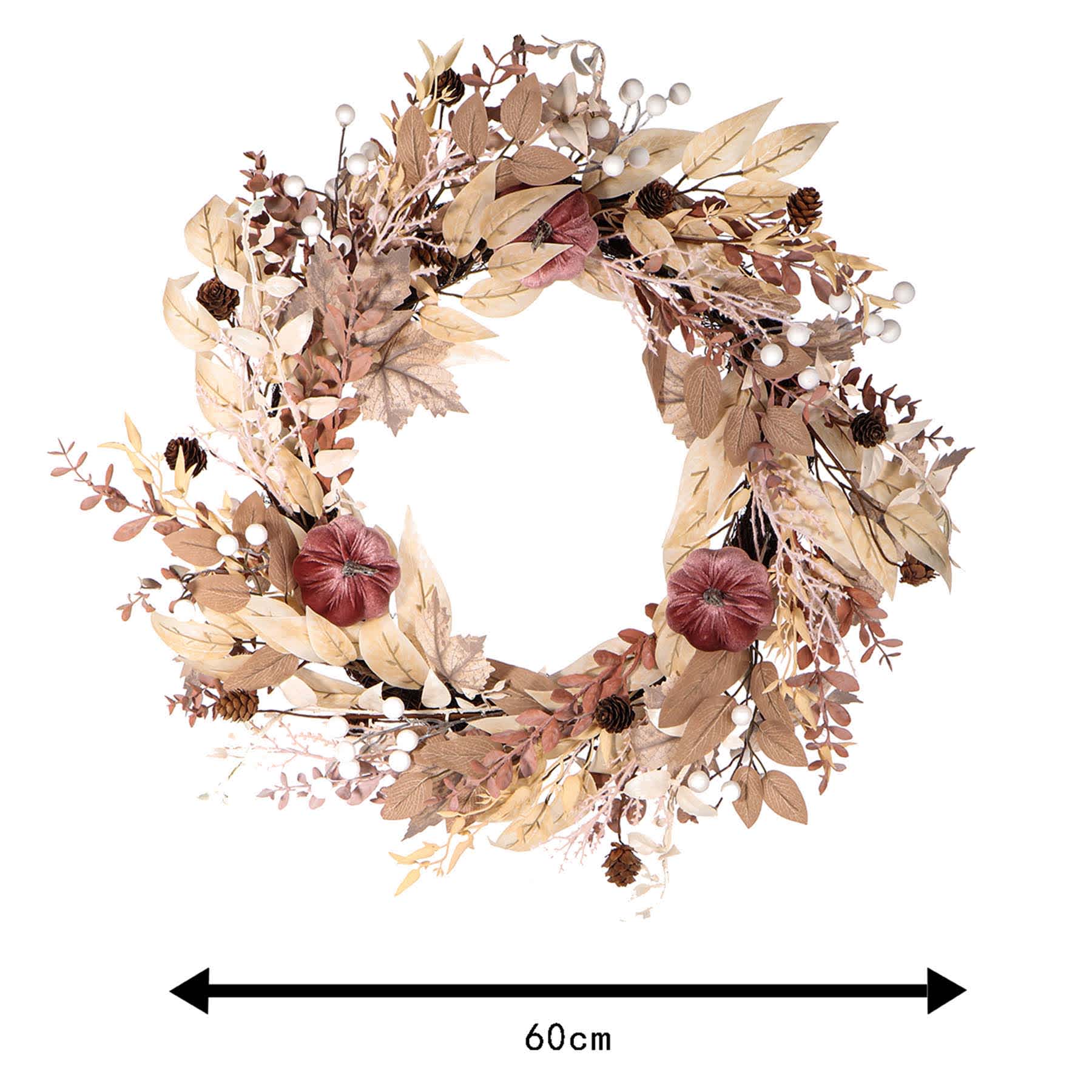 White Pumpkin Fall Wreath, 24"