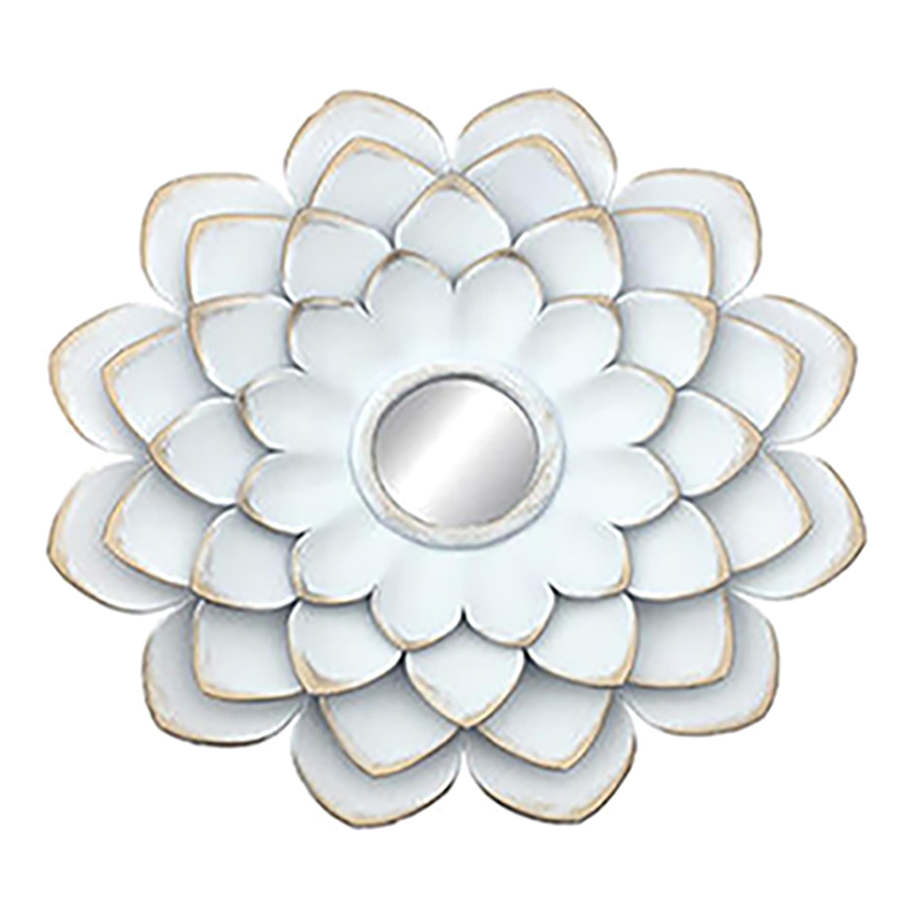 3-Piece White Floral Accent Wall Mirror Set, 14"