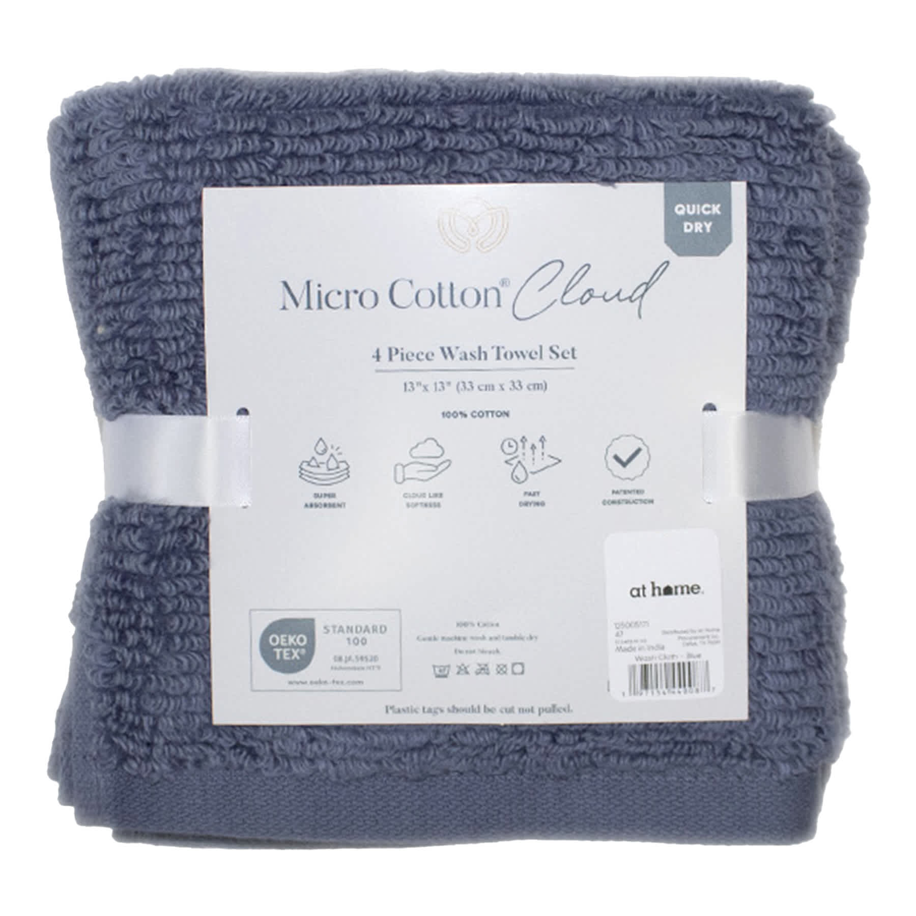 4-Pack Blue Cloud Washcloth Set