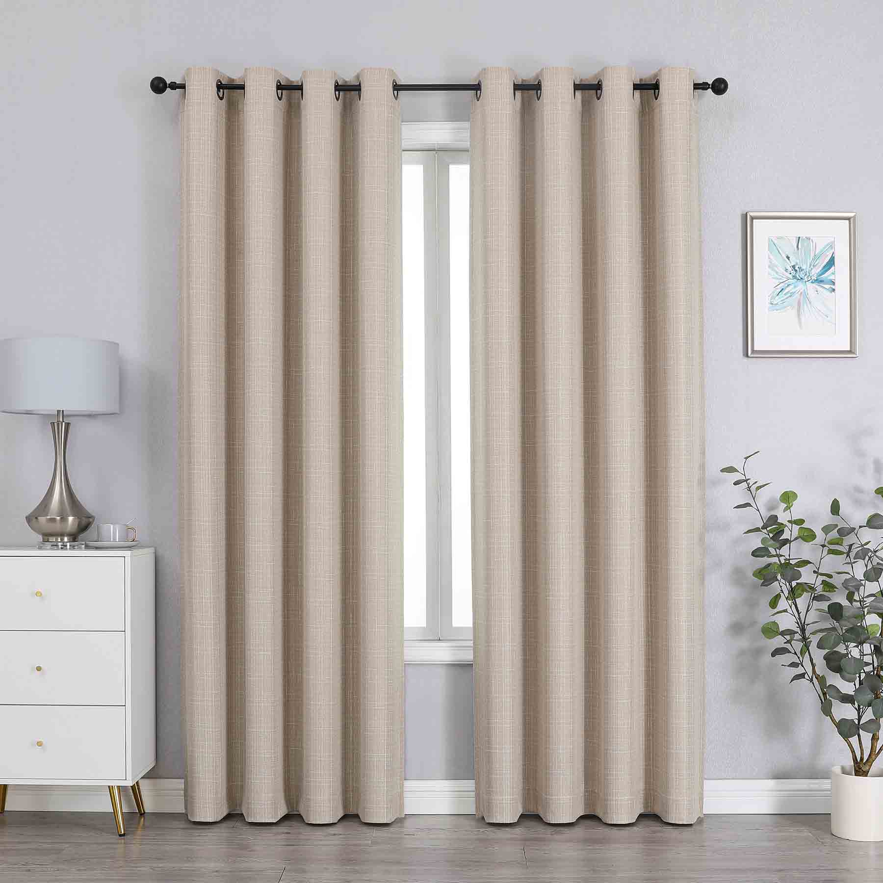 Sun Shield Linen Blackout Grommet Curtain Panel, 84"