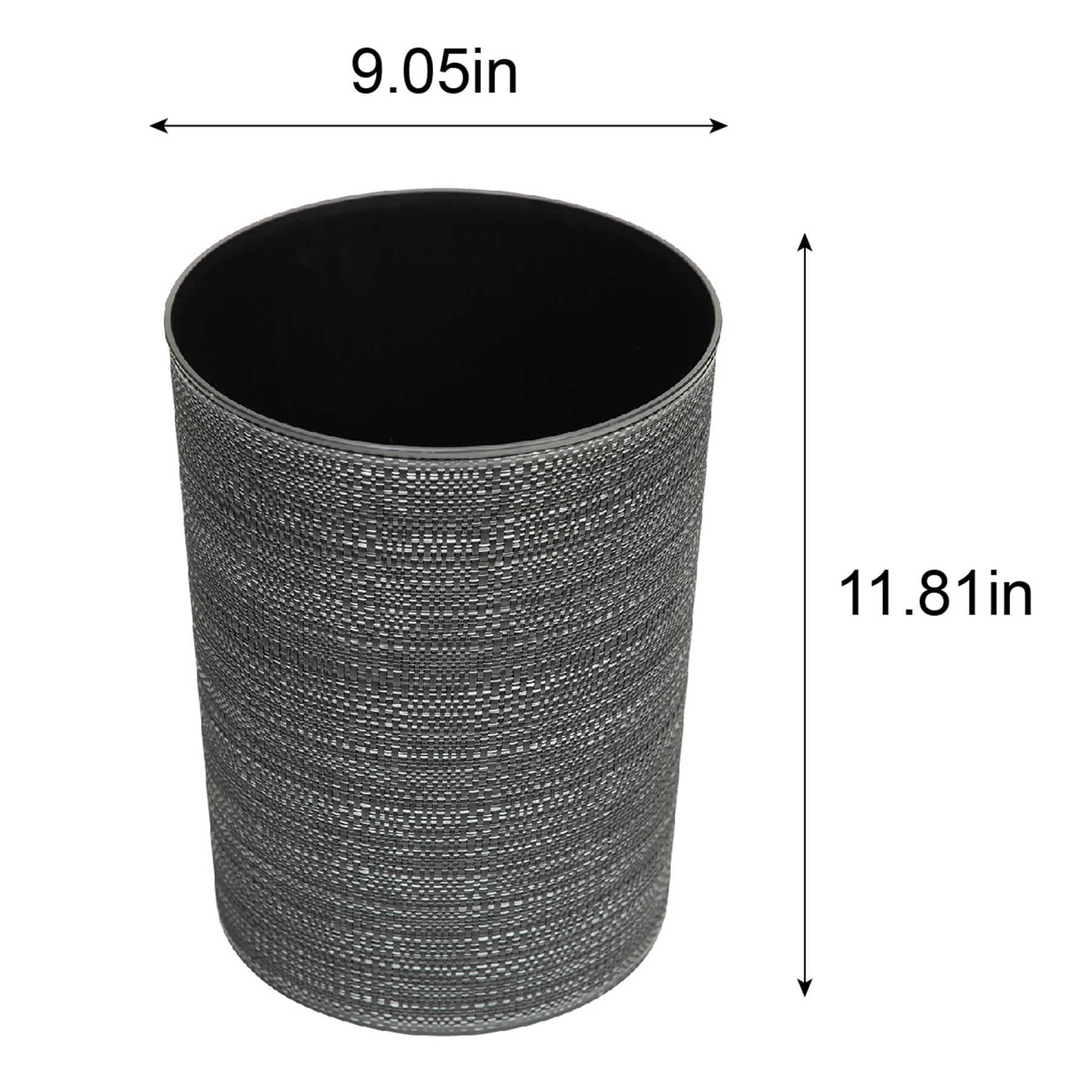 Deco Wrap Wastebasket, Black & Silver