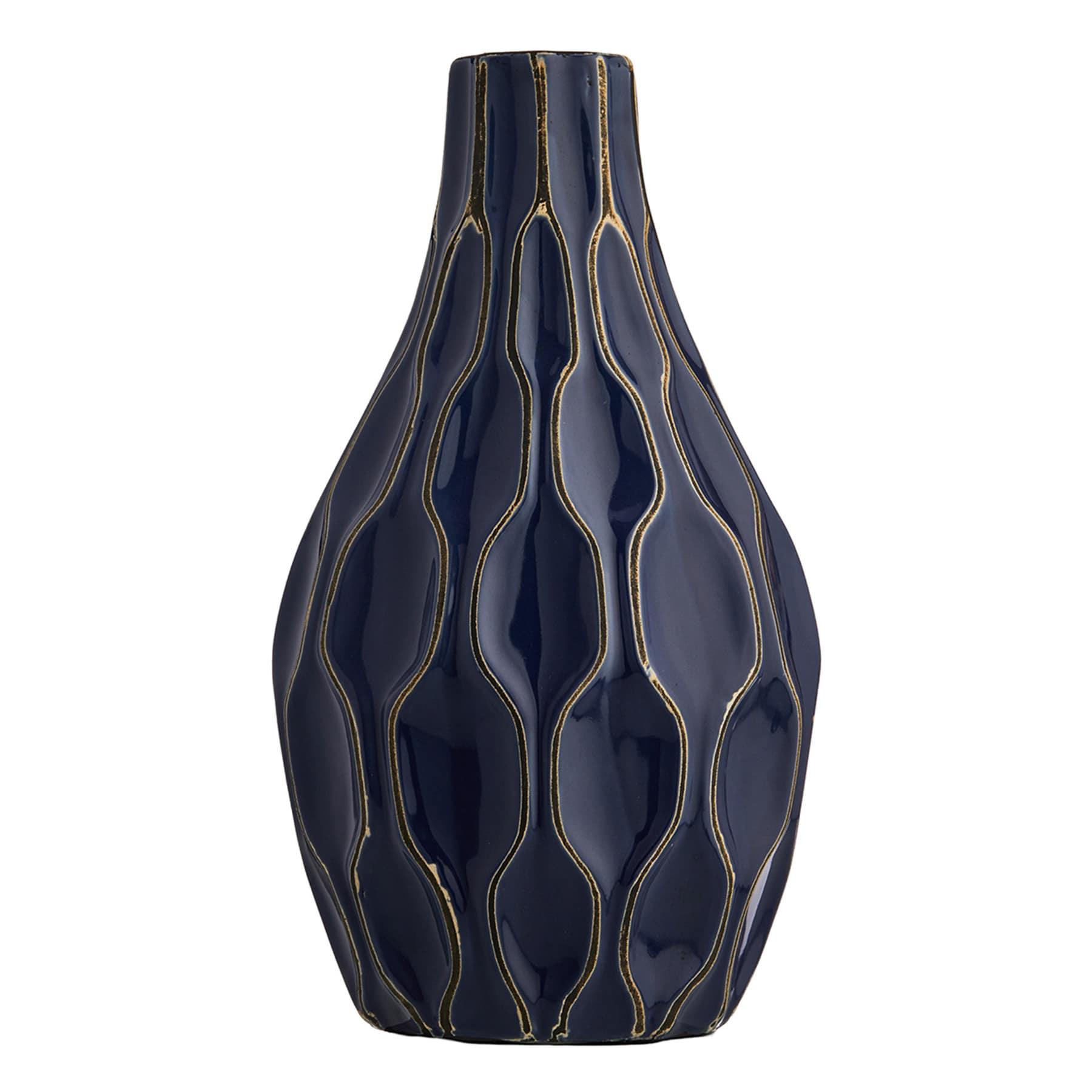 Honeybloom Katherine Blue Ceramic Vase, 12"