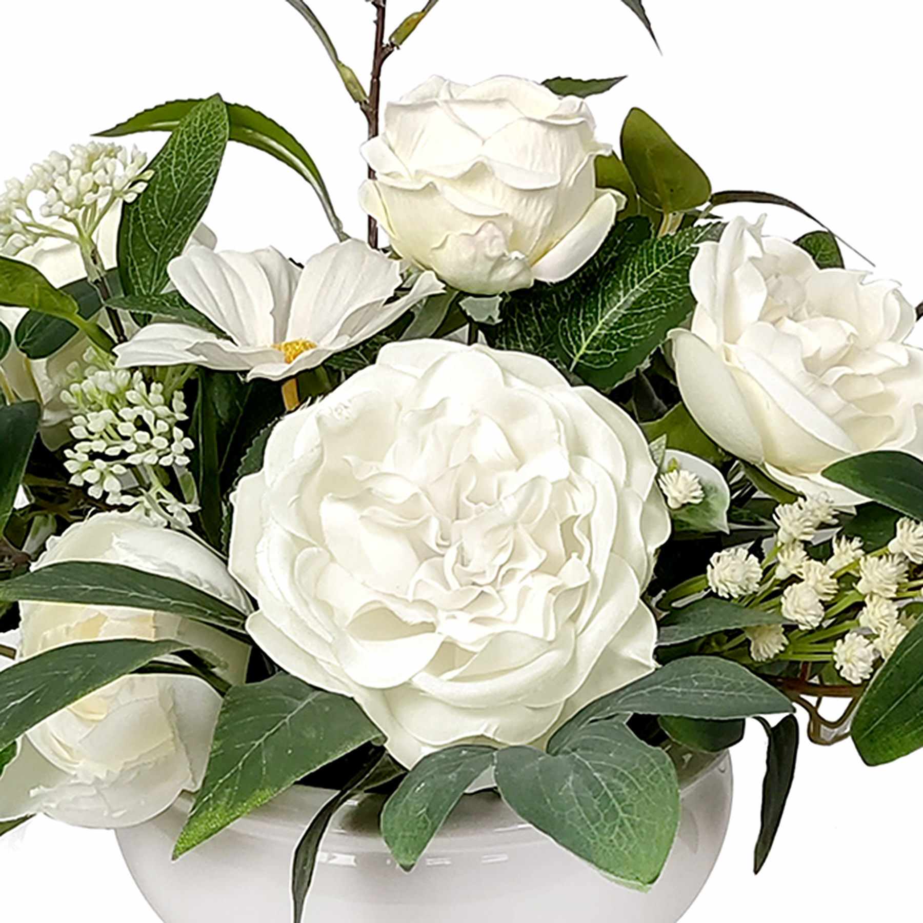 Willow Crossley White Mixed Floral in Ceramic Pot, 14"