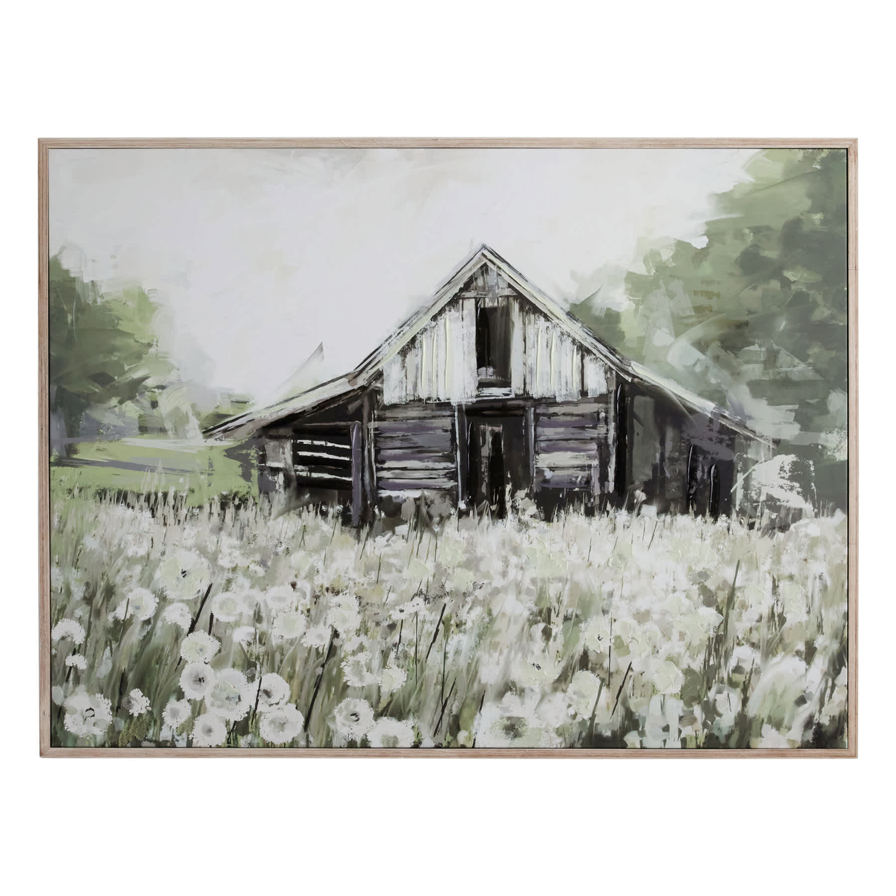Honeybloom Framed Dandelions & Barn Canvas Wall Art, 40x30