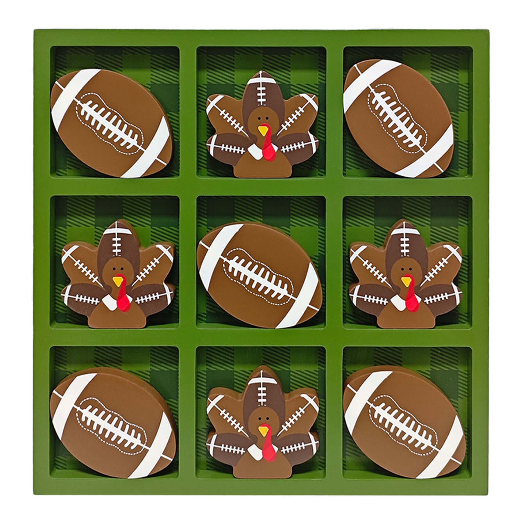 Homespun Harvest Football & Turkey Tic Tac Toe, 9.6"