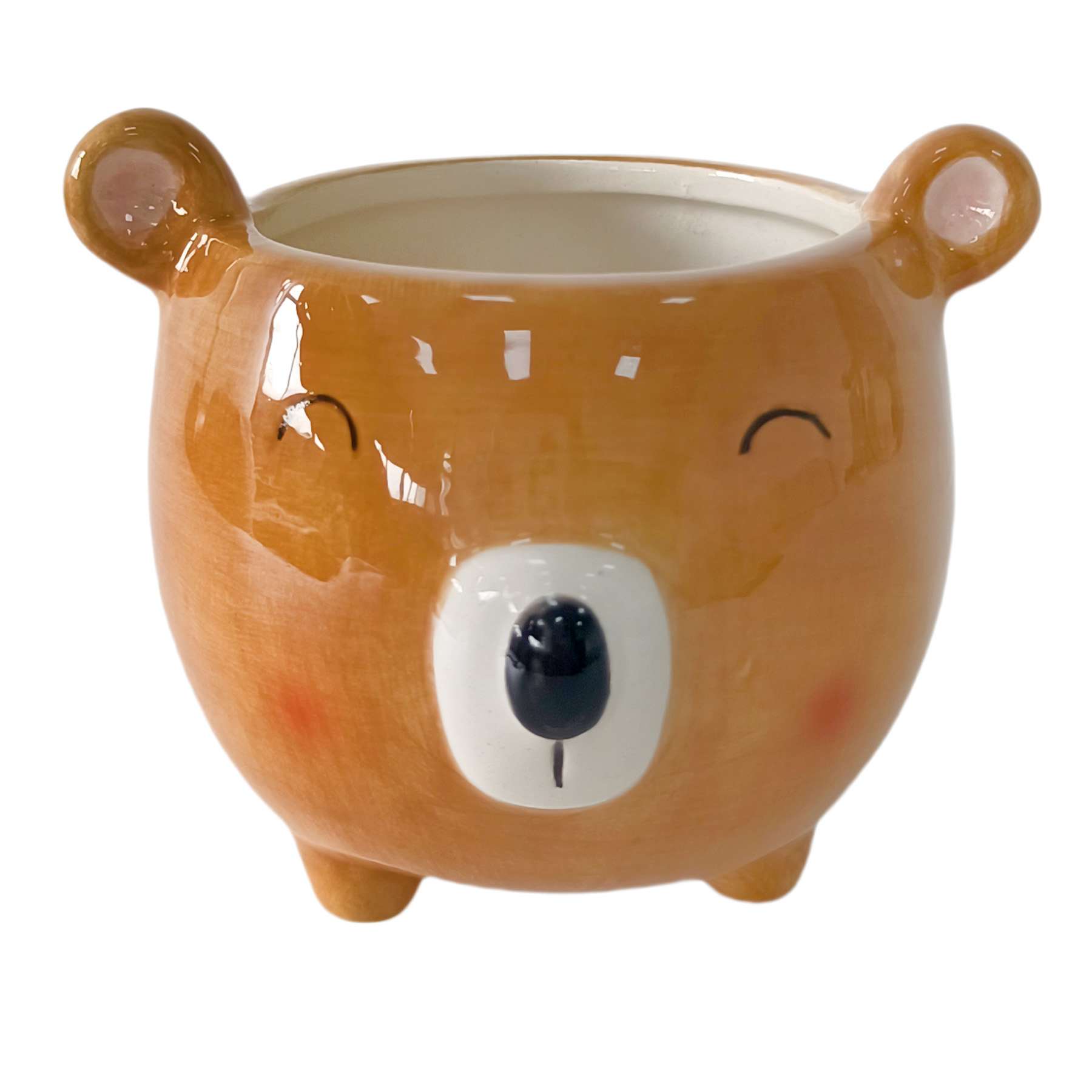 Indoor Brown Bear Ceramic Planter, 3"