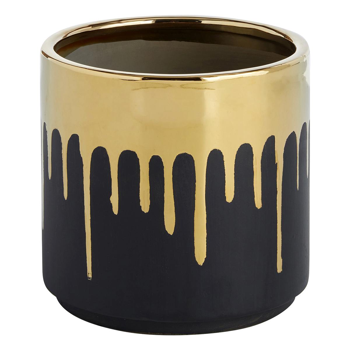 Crosby St. Indoor Gold Drip Black Planter, 6.5"