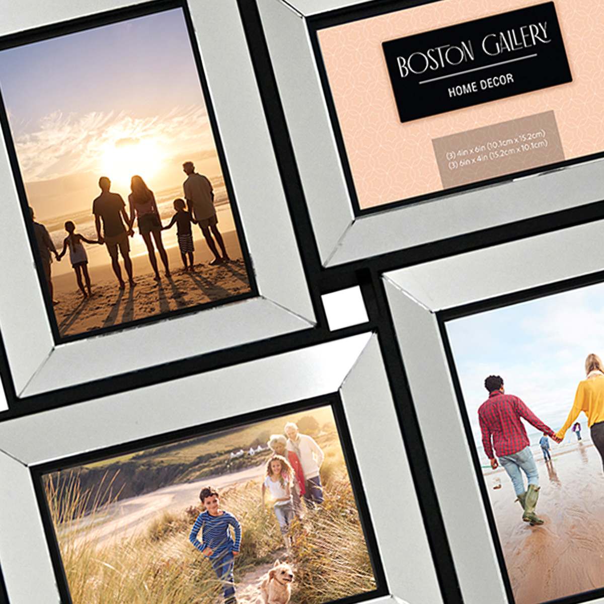 6-Opening Mirrored Collage Wall Frame, 15x22
